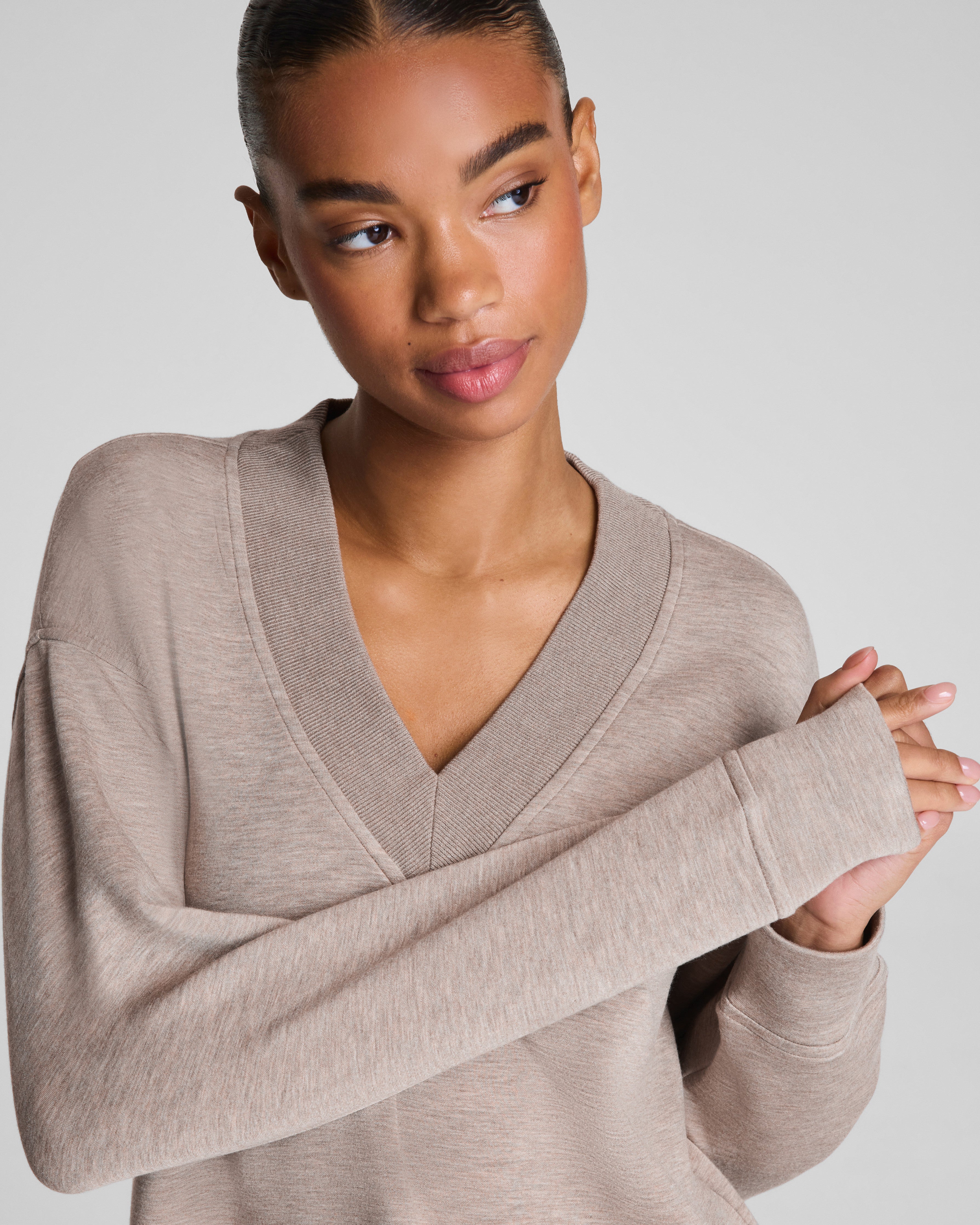 SPANX AirEssentials® Brushed V-Neck Tunic | Birch Heather