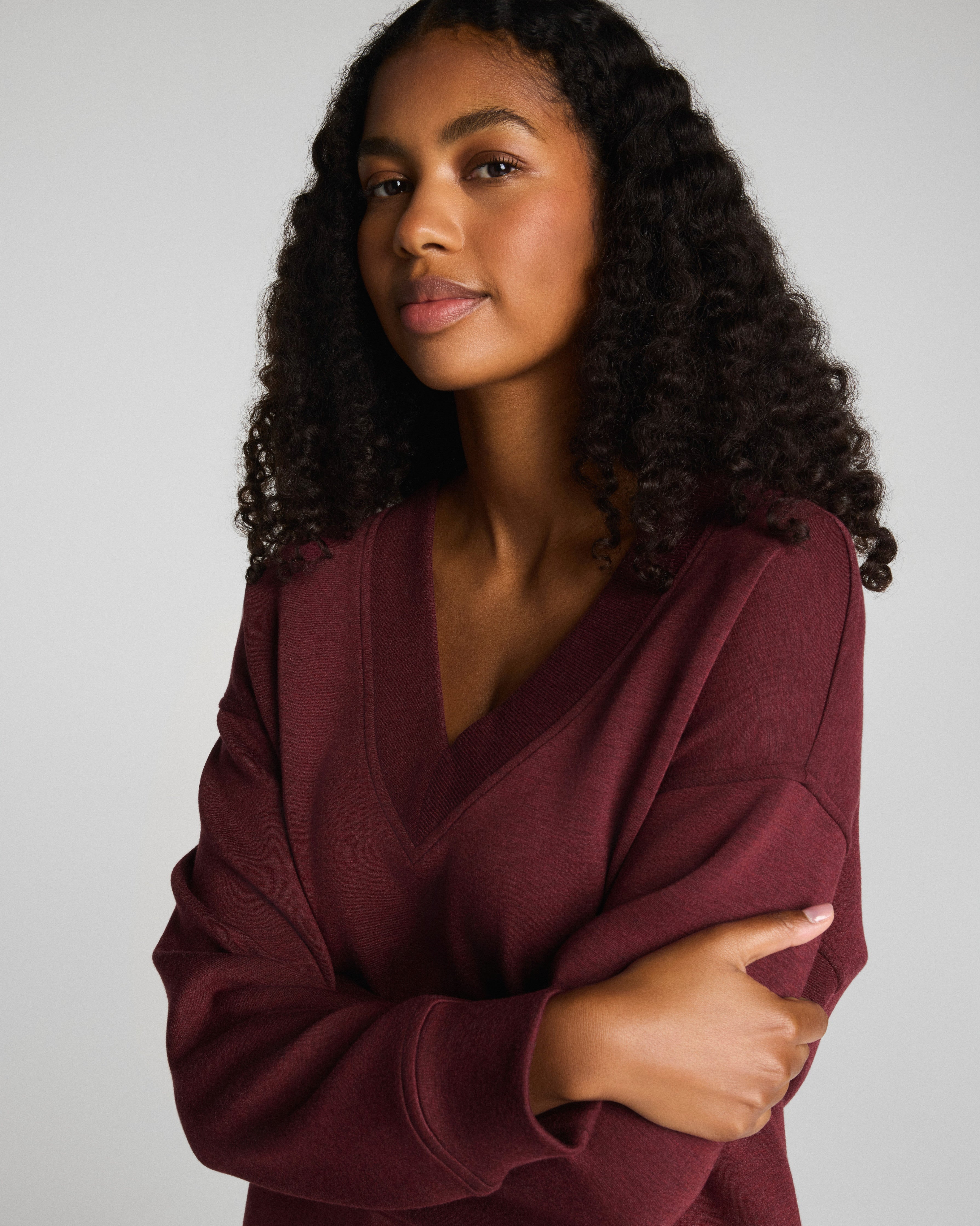 SPANX AirEssentials® Brushed V-Neck Tunic | Cassis Heather