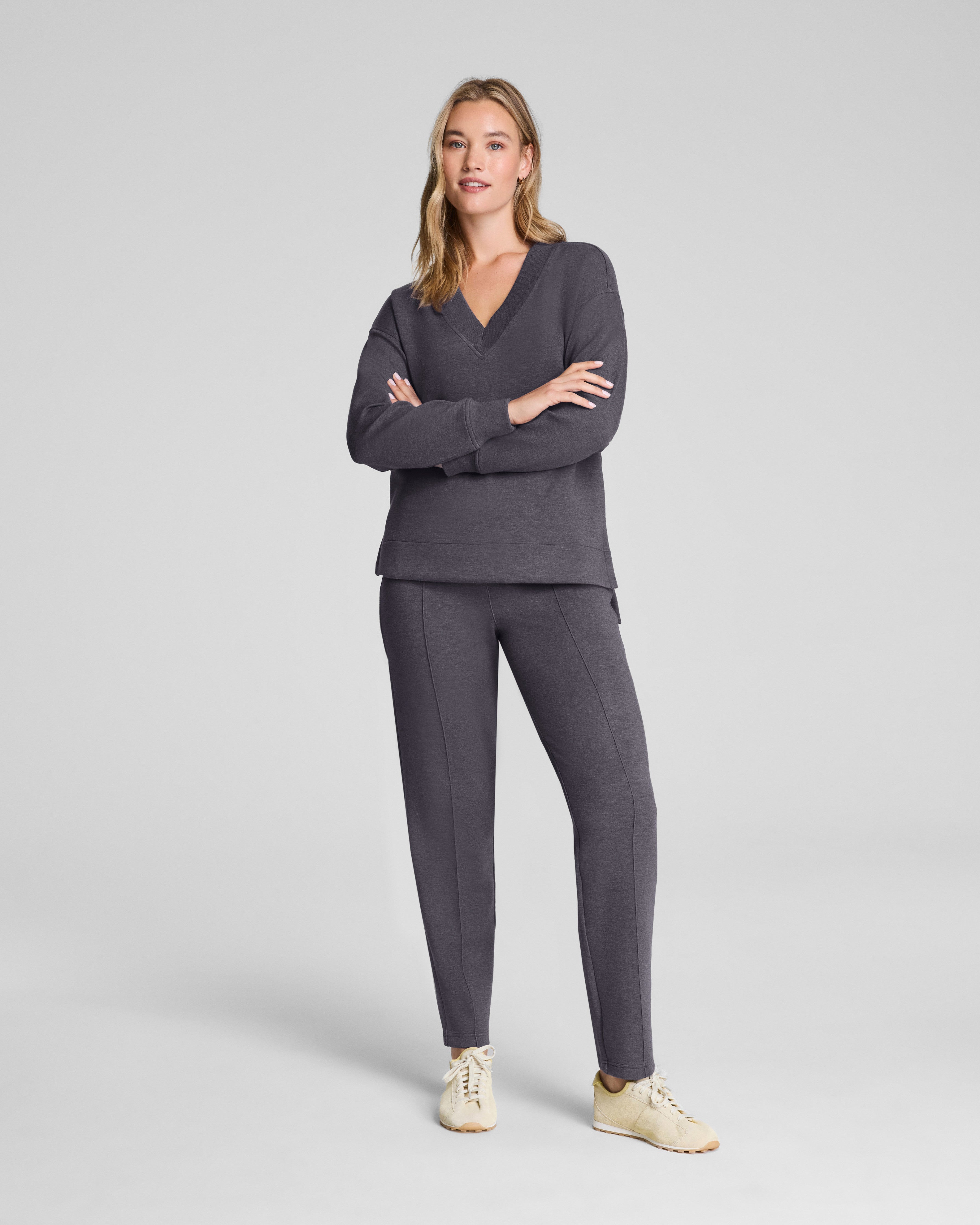 SPANX AirEssentials® Brushed V-Neck Tunic | Heather Storm