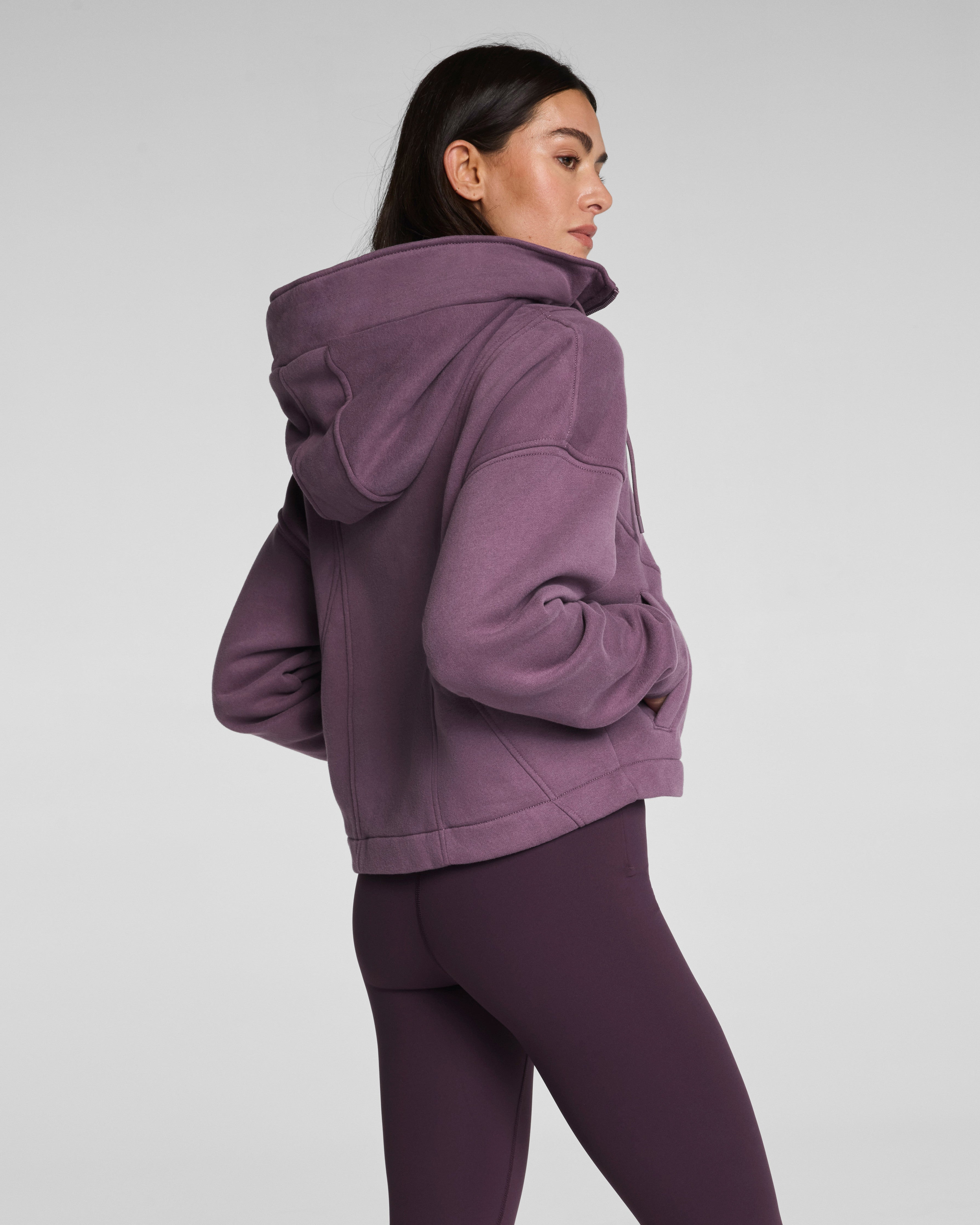 SPANX® BoostUp Cotton Fleece Full Zip Hoodie | Prune