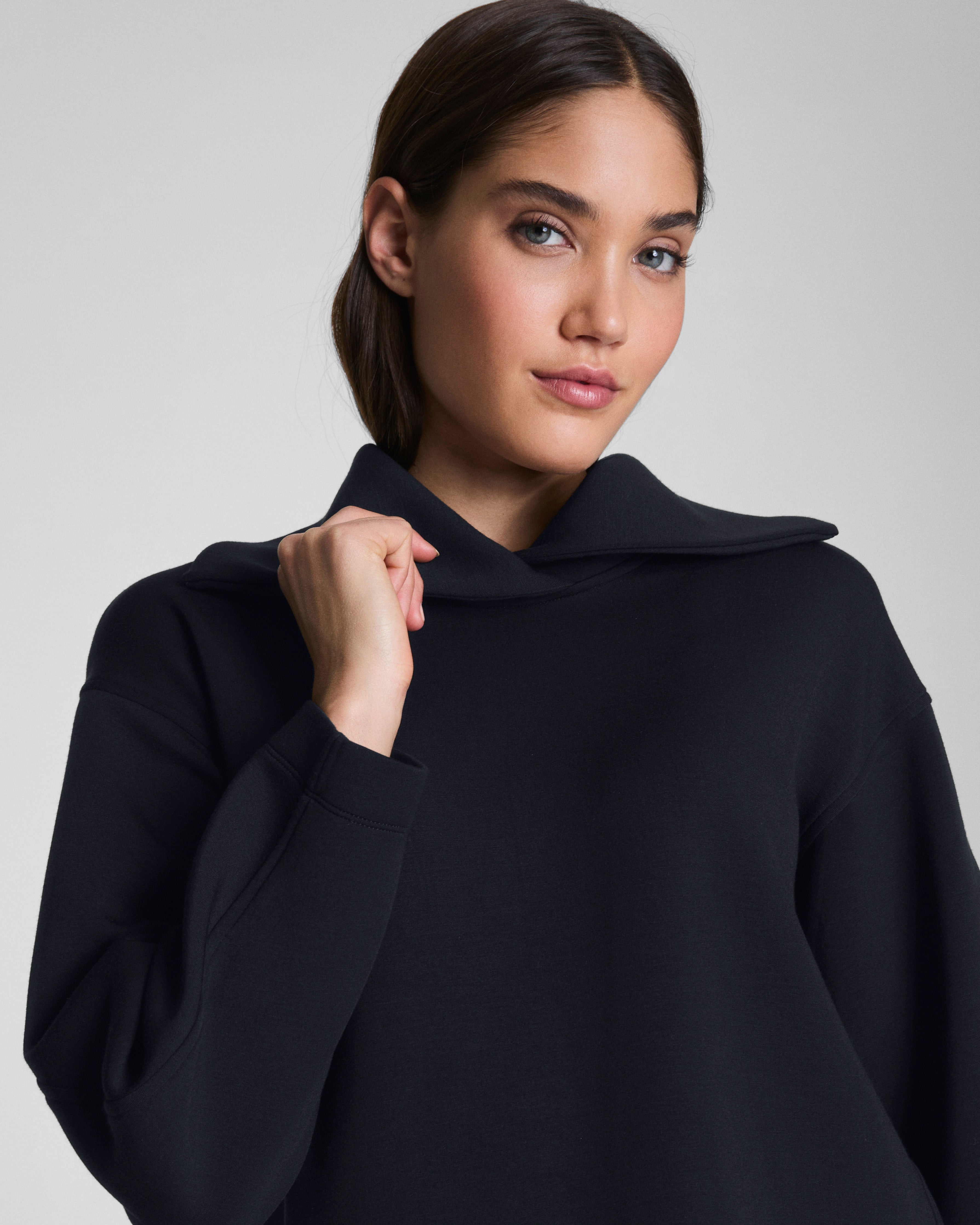 SPANX AirEssentials® Brushed Collared Long Sleeve Top | Very Black