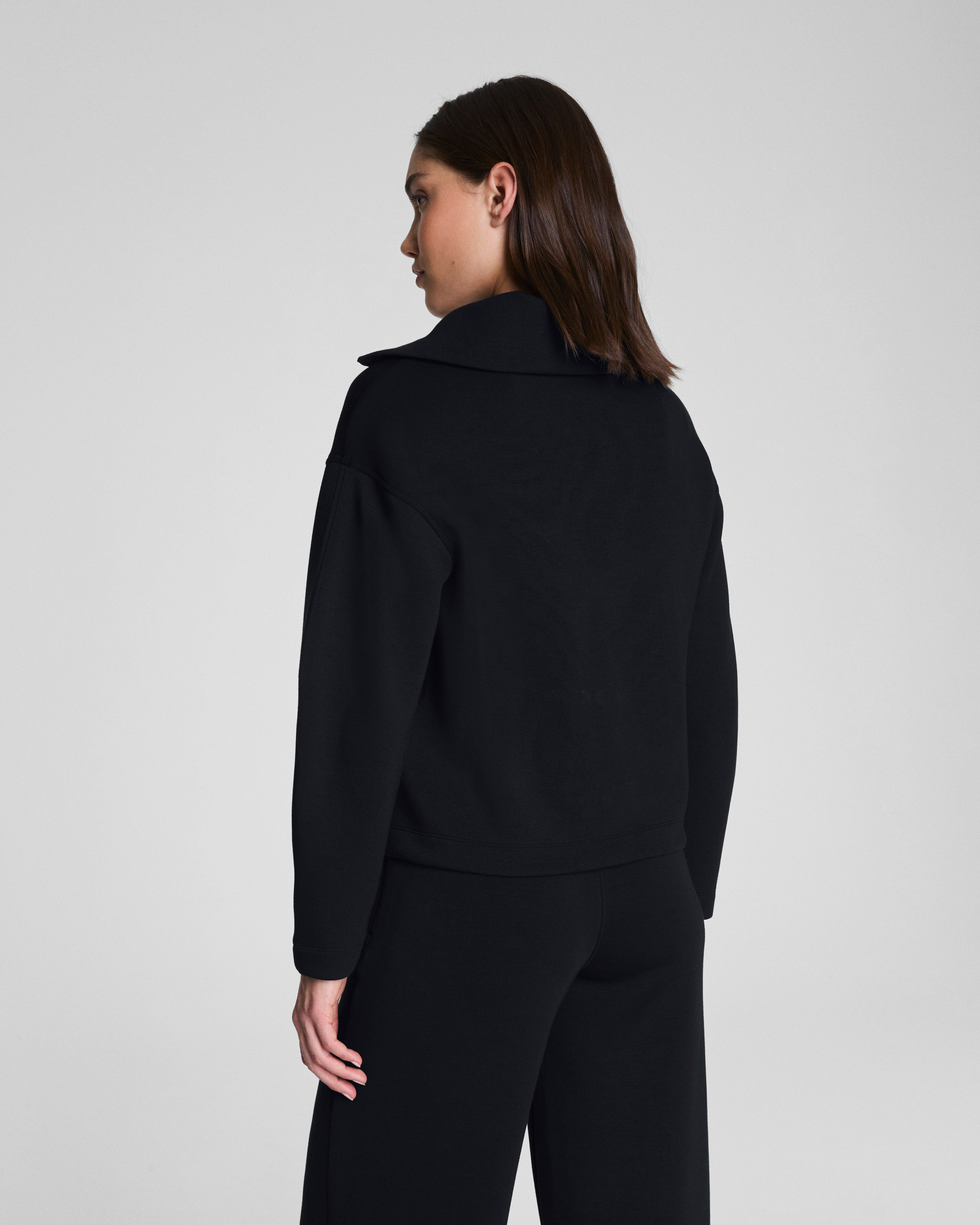 SPANX AirEssentials® Brushed Collared Long Sleeve Top | Very Black