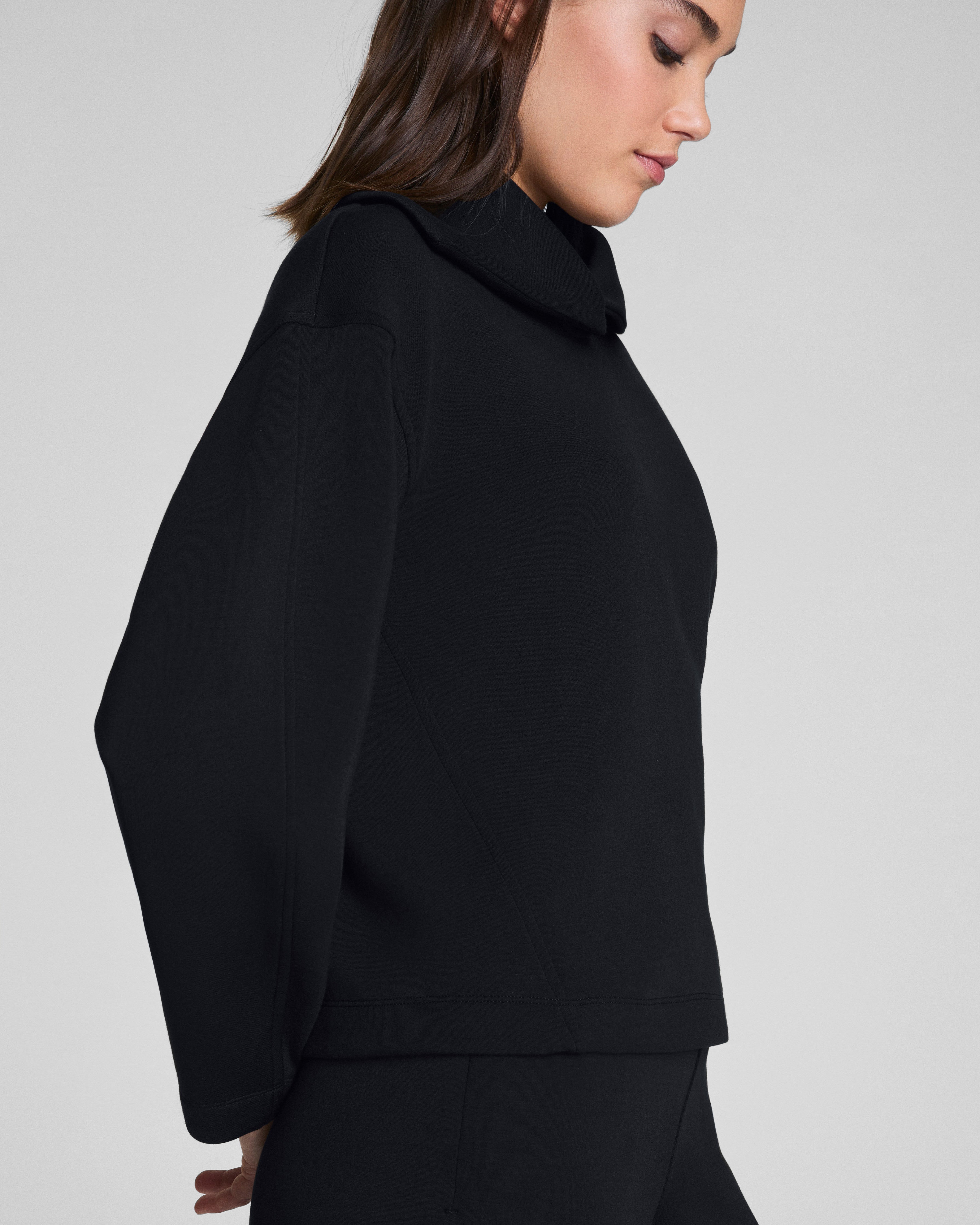 SPANX AirEssentials® Brushed Collared Long Sleeve Top | Very Black