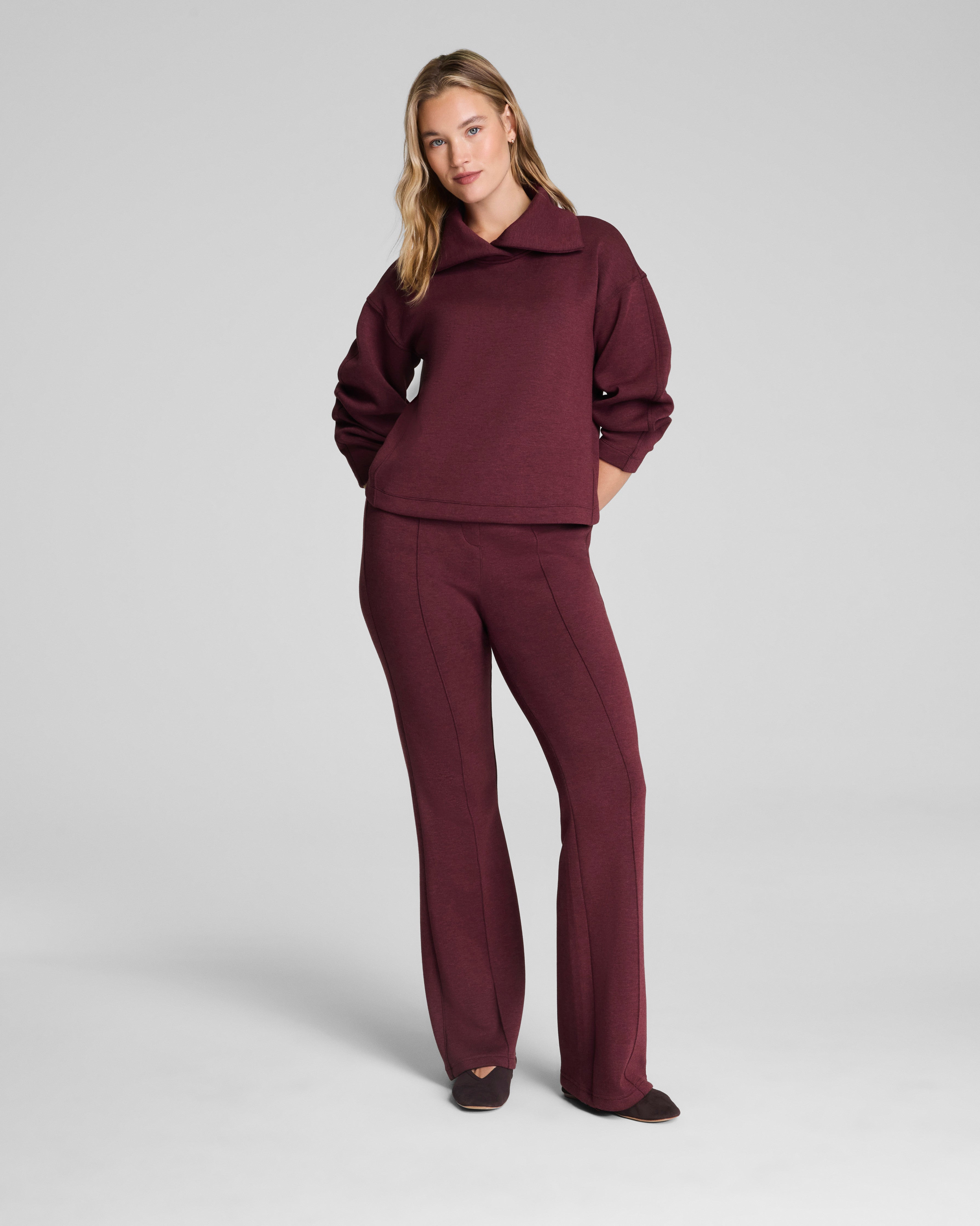 SPANX AirEssentials® Brushed Collared Long Sleeve Top | Cassis Heather