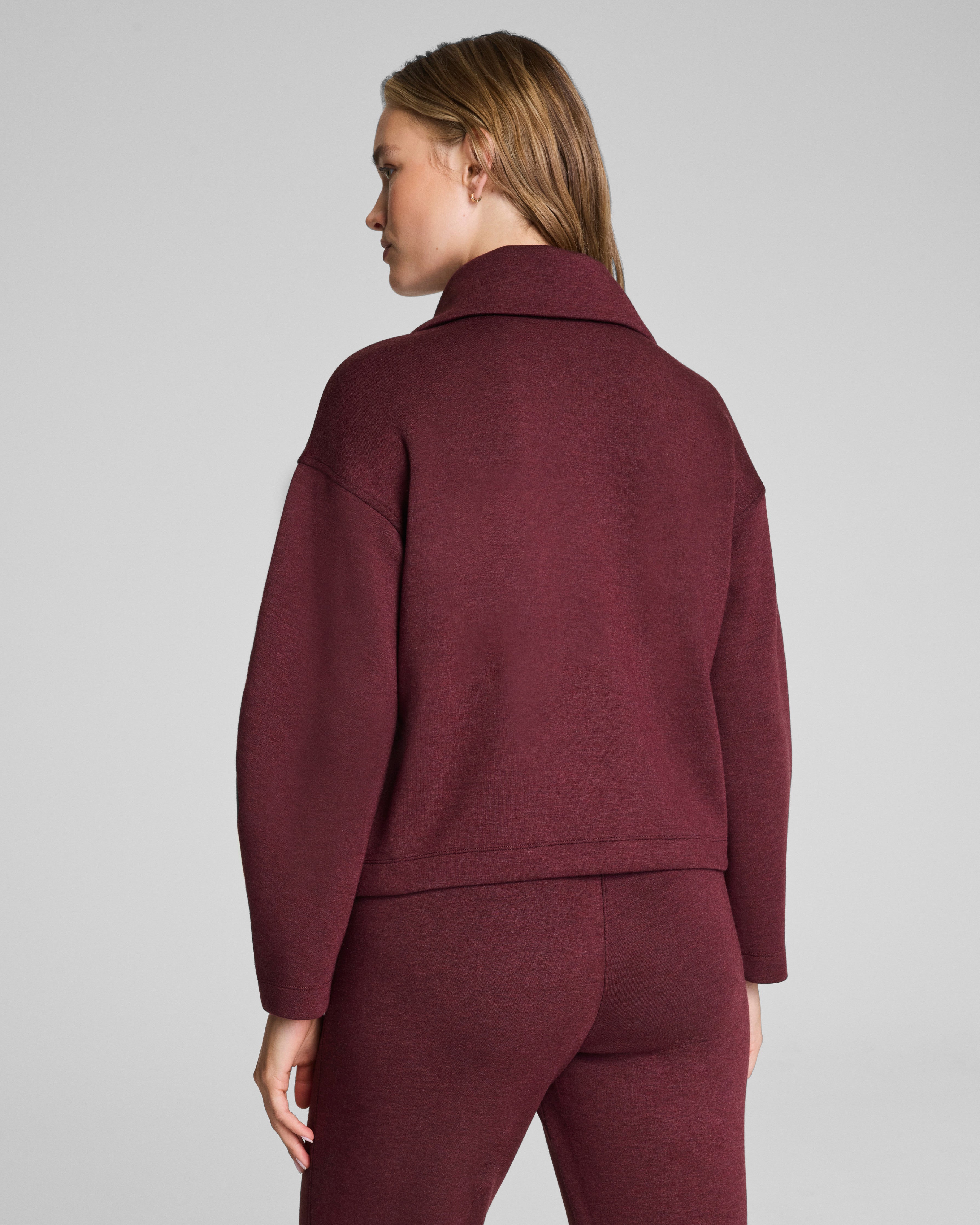 SPANX AirEssentials® Brushed Collared Long Sleeve Top | Cassis Heather