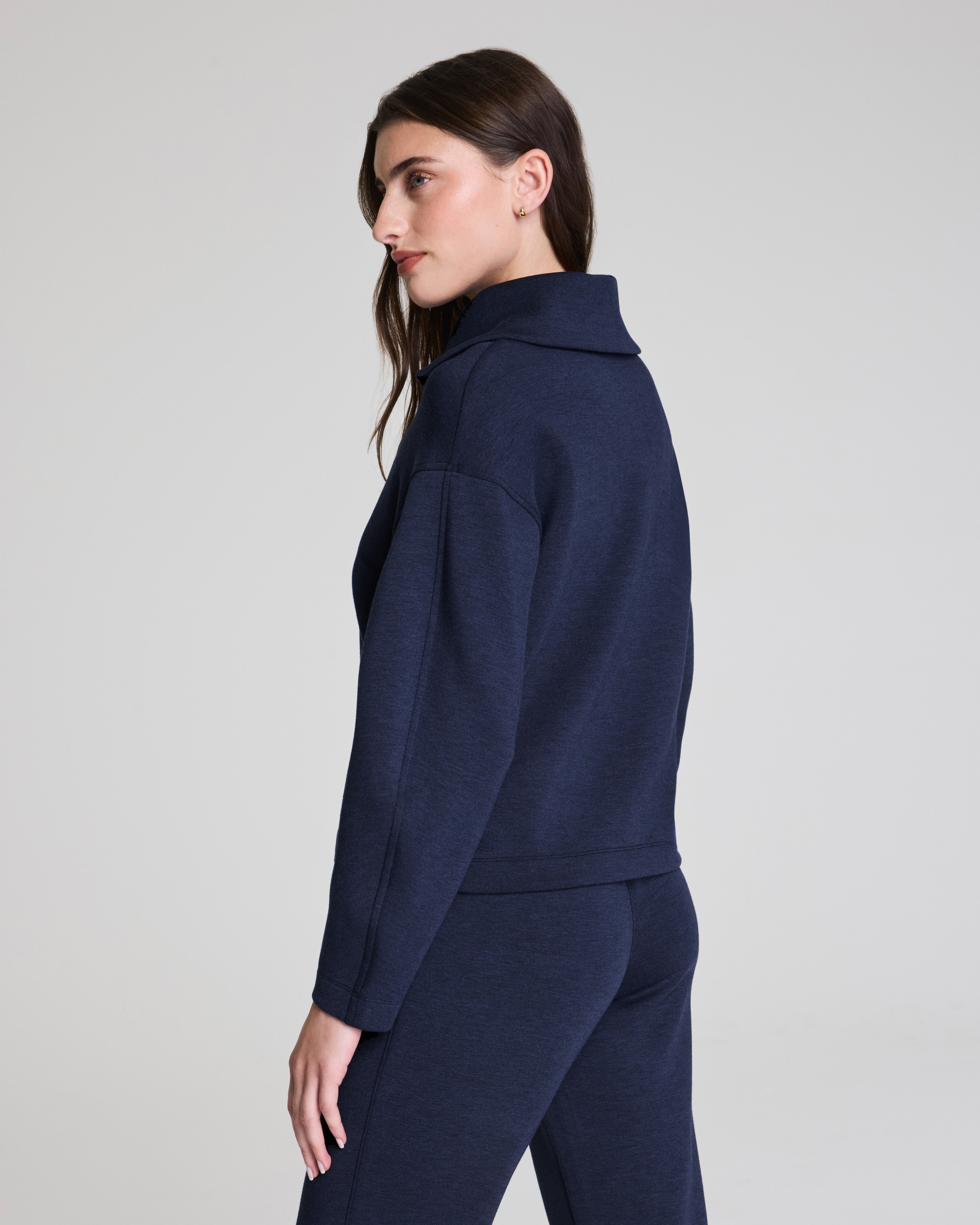 SPANX AirEssentials® Brushed Collared Long Sleeve Top | Timeless Navy Heather