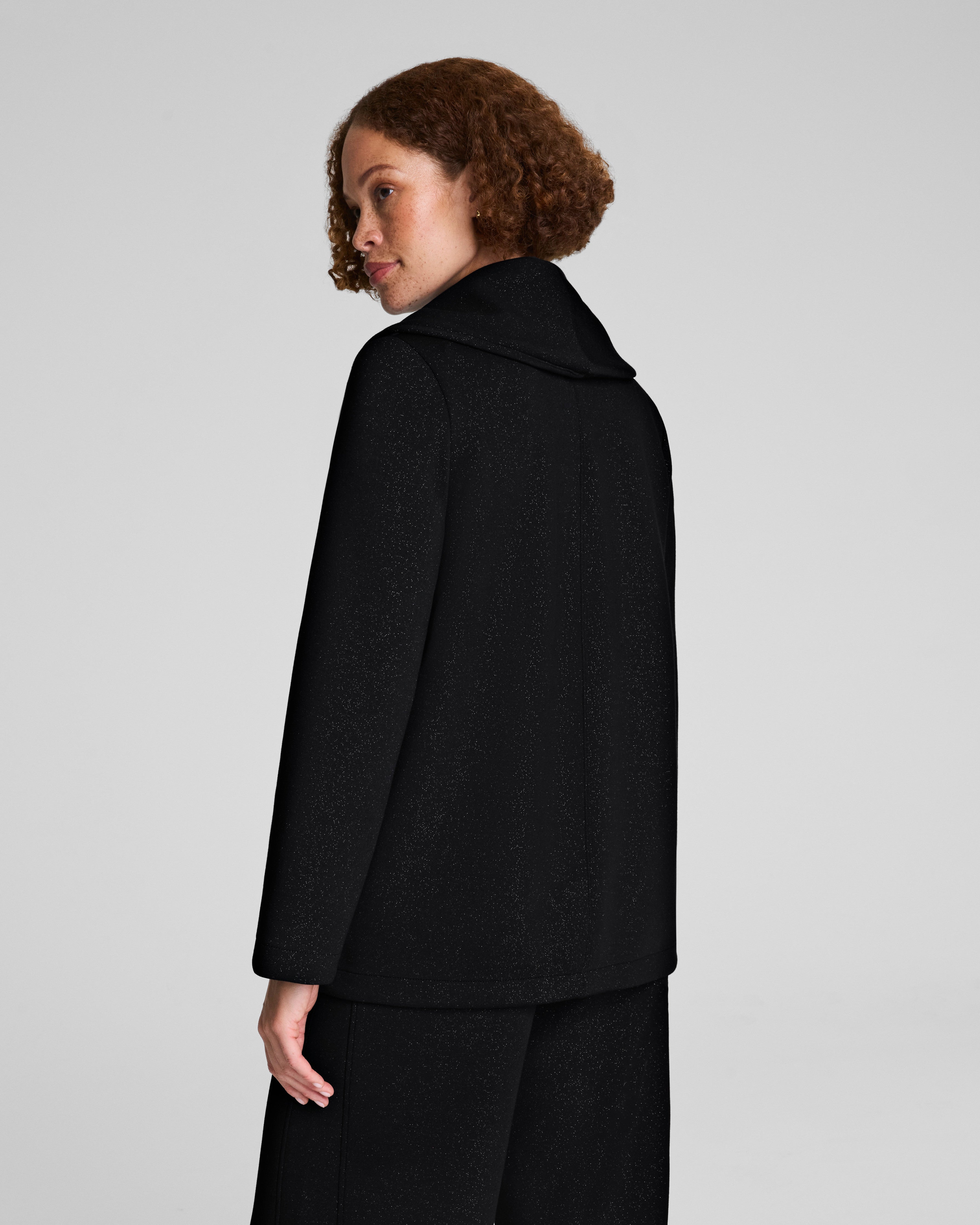 SPANX AirEssentials® Luxe Wrap Cardigan with Shimmer | Very Black / Silver Shimmer