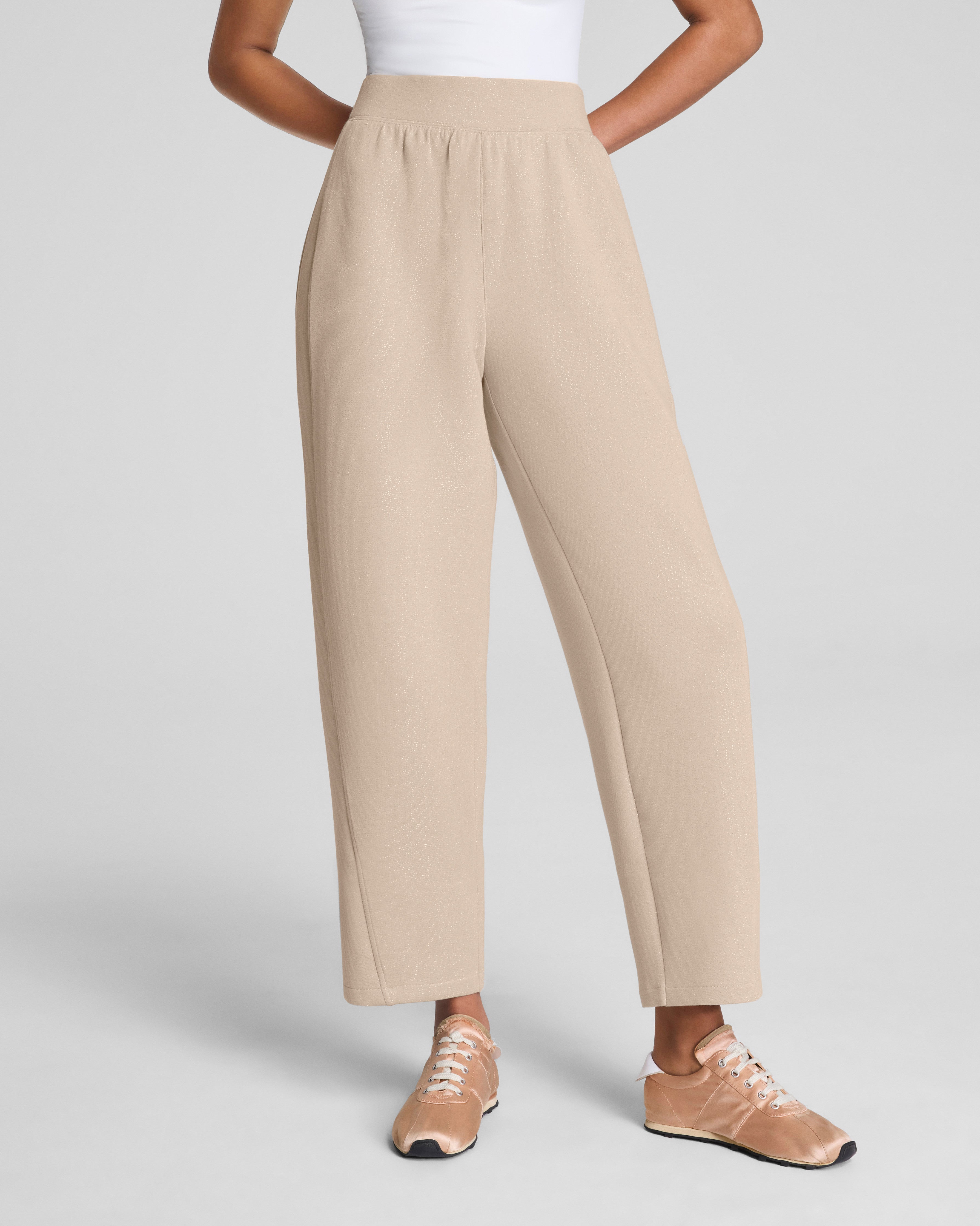SPANX AirEssentials® Luxe Barrel Leg Pant with Shimmer | Bone / Silver Shimmer