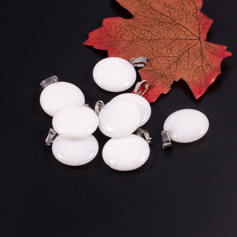 Slouchy Natural Stone Round Fashion Wafer Pendants