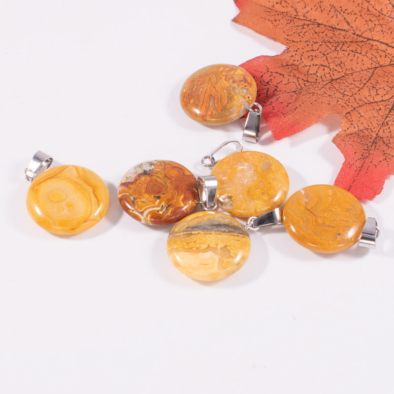 Slouchy Natural Stone Round Fashion Wafer Pendants