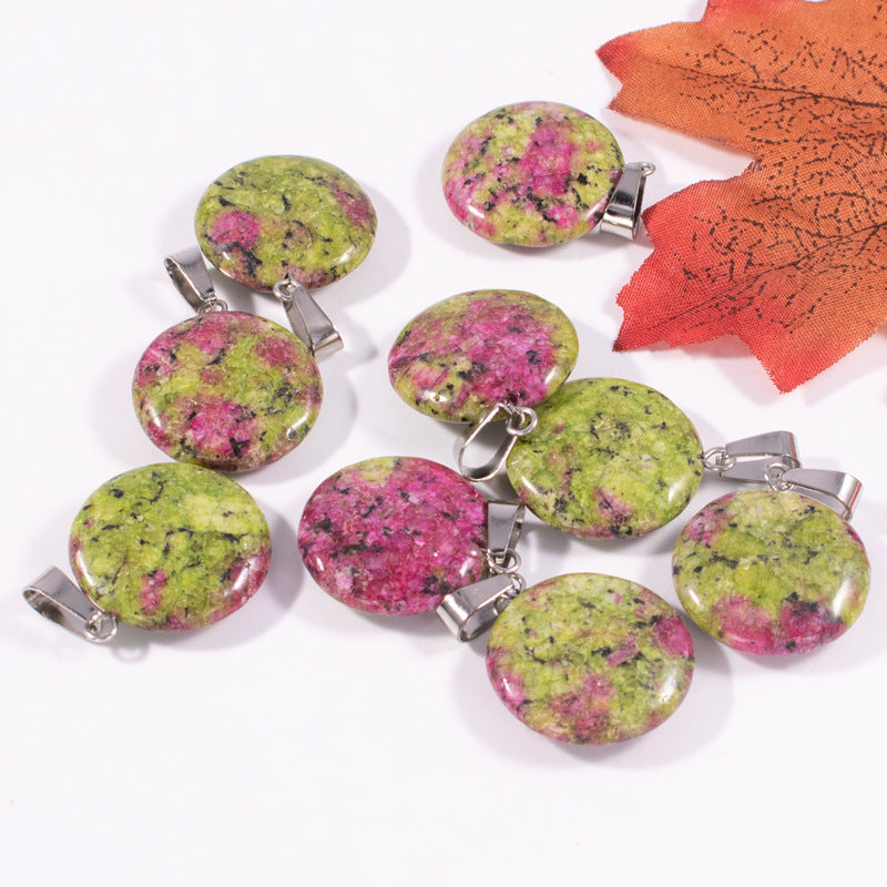 Slouchy Natural Stone Round Fashion Wafer Pendants