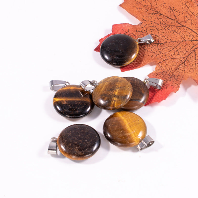 Slouchy Natural Stone Round Fashion Wafer Pendants