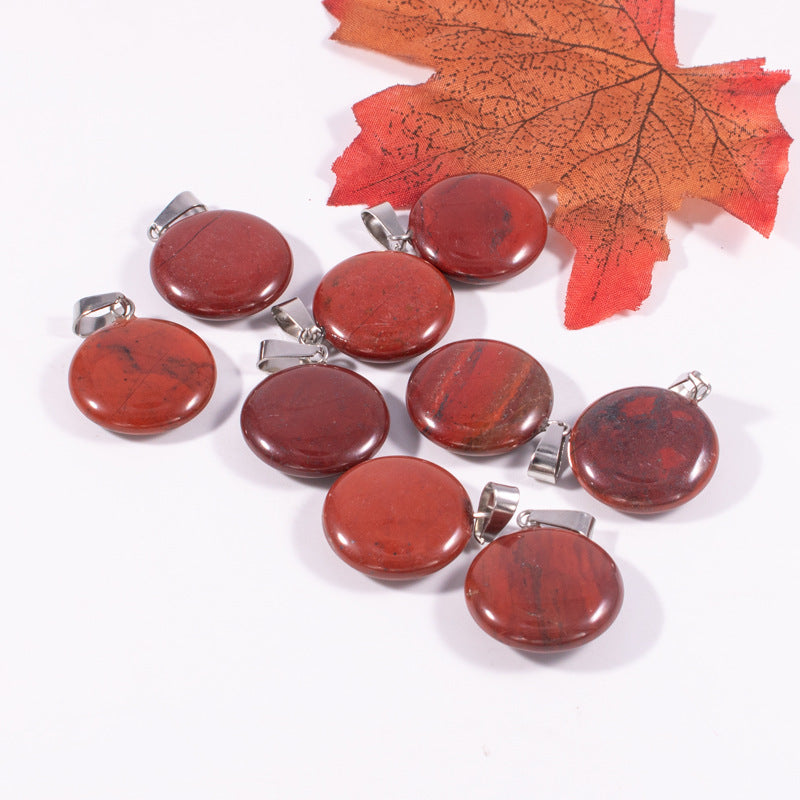 Slouchy Natural Stone Round Fashion Wafer Pendants