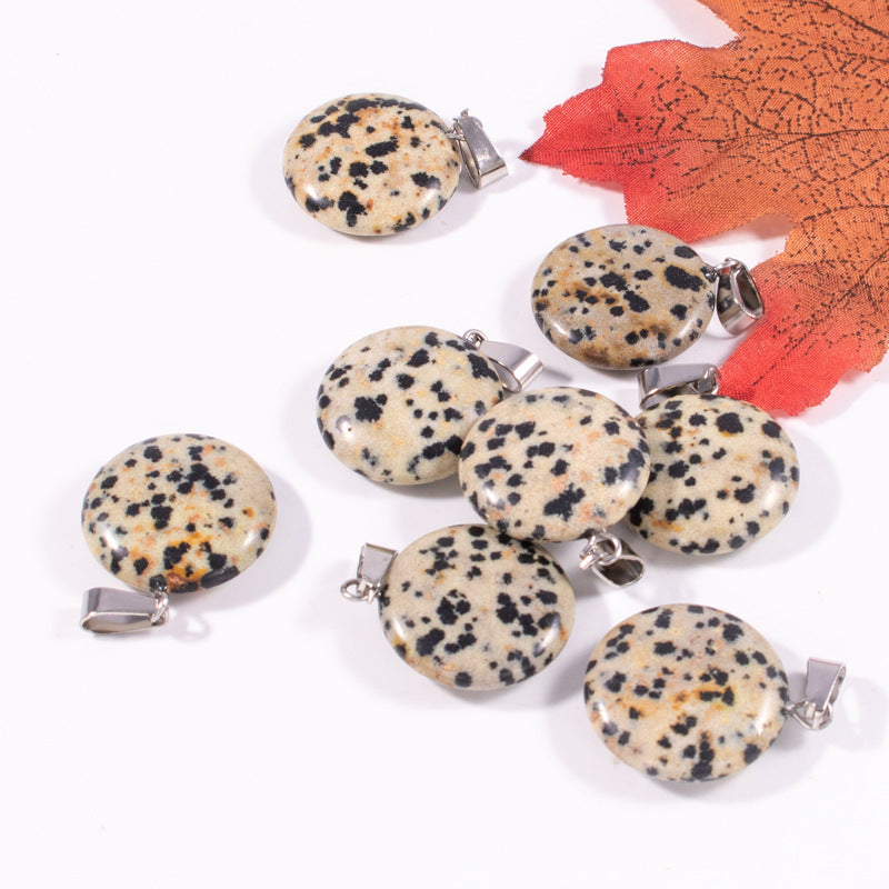 Slouchy Natural Stone Round Fashion Wafer Pendants