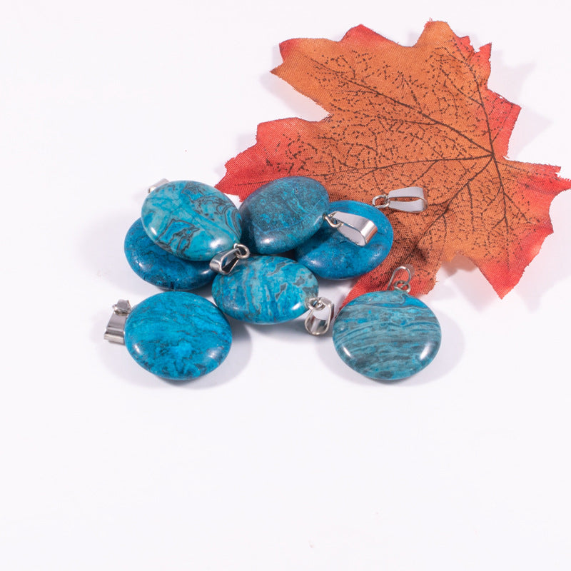 Slouchy Natural Stone Round Fashion Wafer Pendants