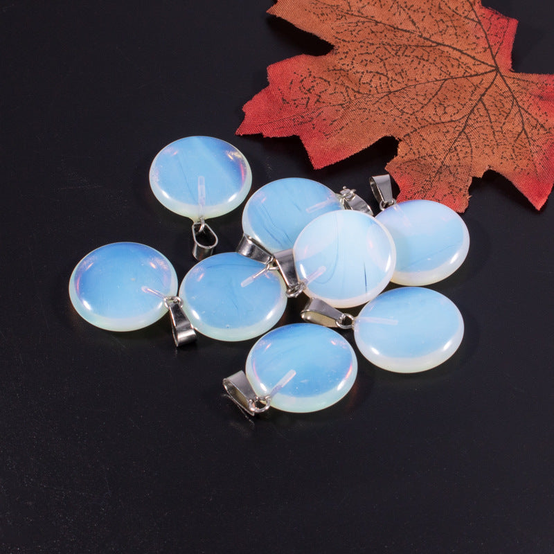Slouchy Natural Stone Round Fashion Wafer Pendants