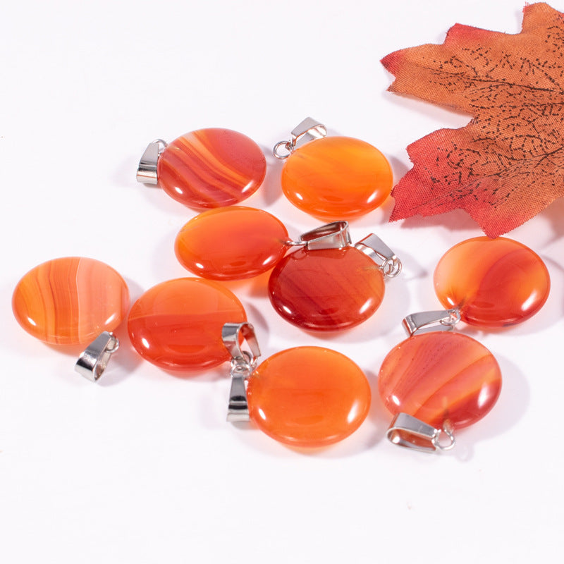 Slouchy Natural Stone Round Fashion Wafer Pendants