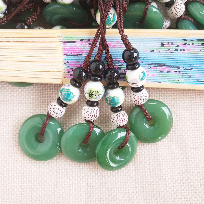 Comb Dark Green Peace Buckle Mobile Pendants