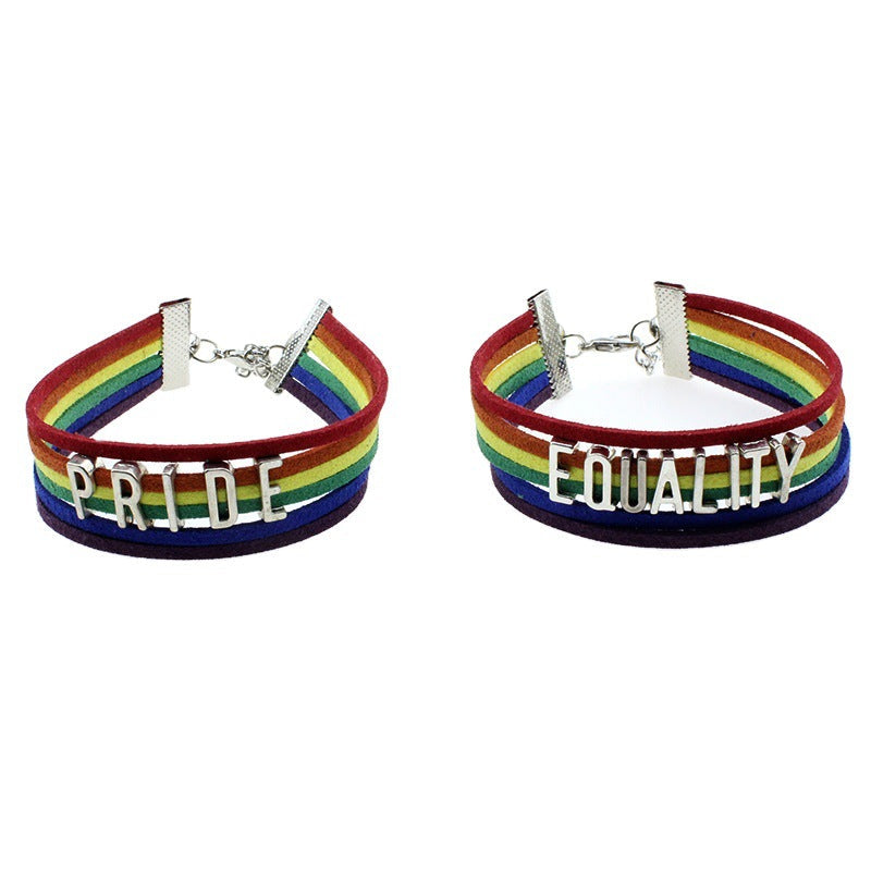 Classic Letter Woven Hand-woven Rainbow Color Bracelets