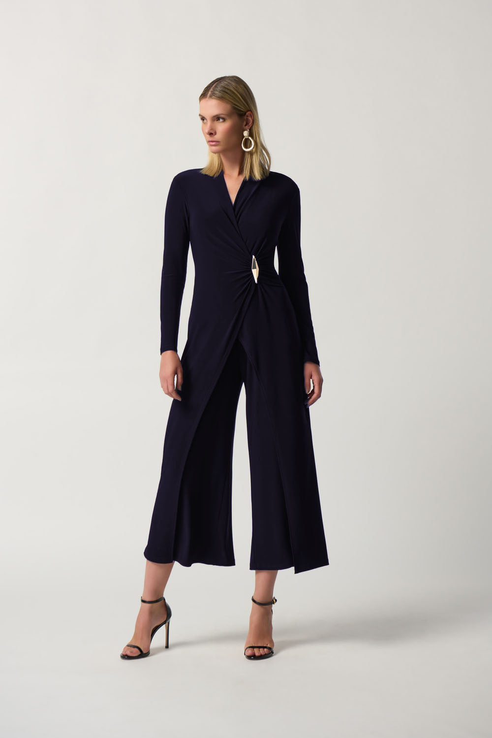 Joseph Ribkoff Midnight Blue Wrap Culotte Jumpsuit Style 233097