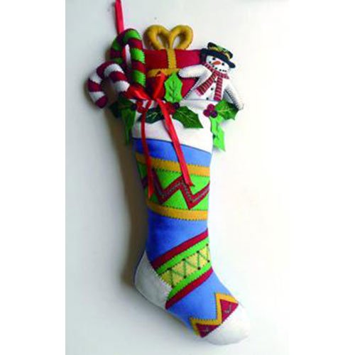 25" Felted Wool Stocking w/Snowman & Gifts Wall Decor by Quirks! at Shirley Shoppe