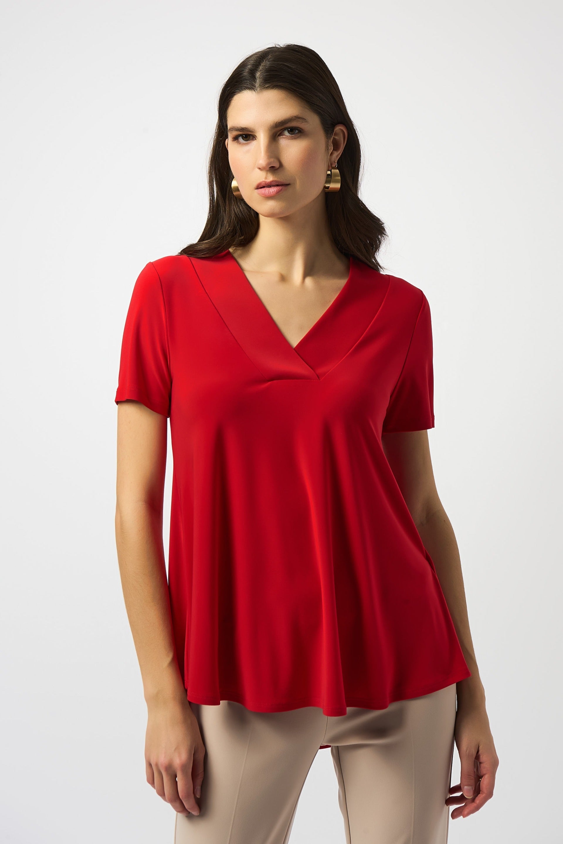 Joseph Ribkoff Flared Short Sleeve V-Neck Top Style 251125