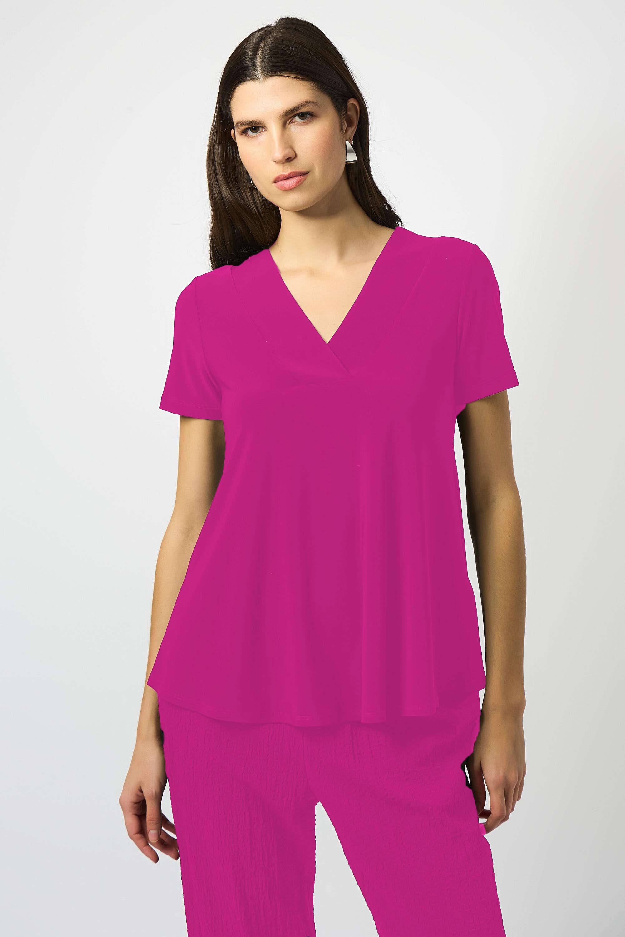 Joseph Ribkoff Flared Short Sleeve V-Neck Top Style 251125