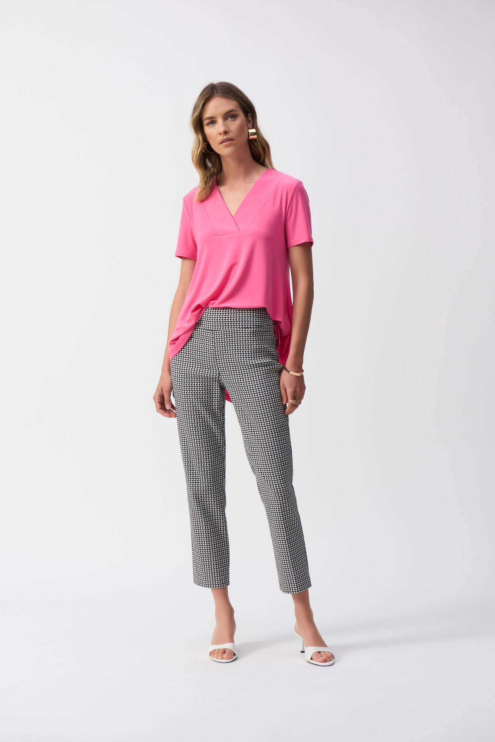 Joseph Ribkoff Flared Short Sleeve V-Neck Top Style 251125