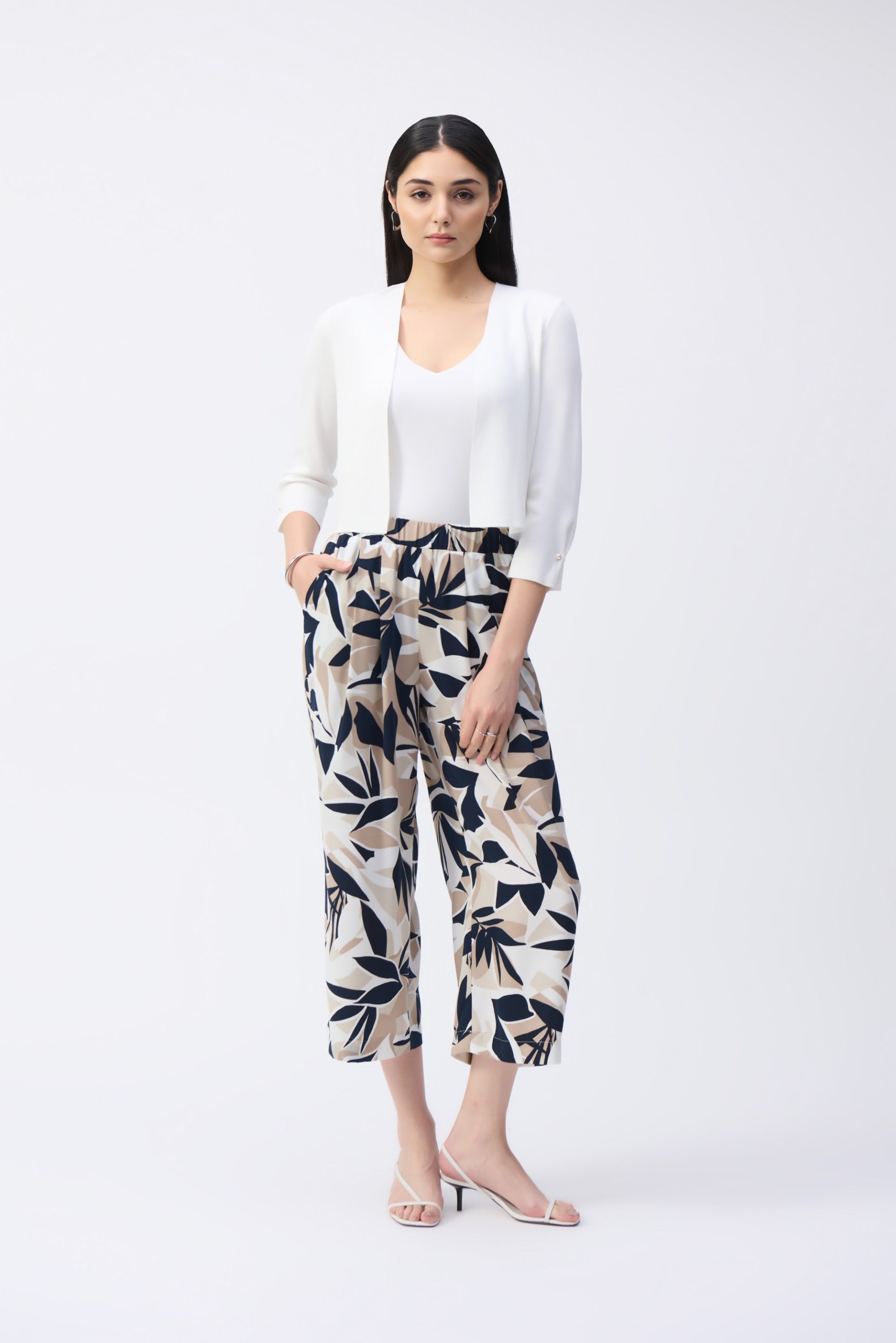 Joseph Ribkoff Cropped Cover-Up with Pearl Ornament Style 251900