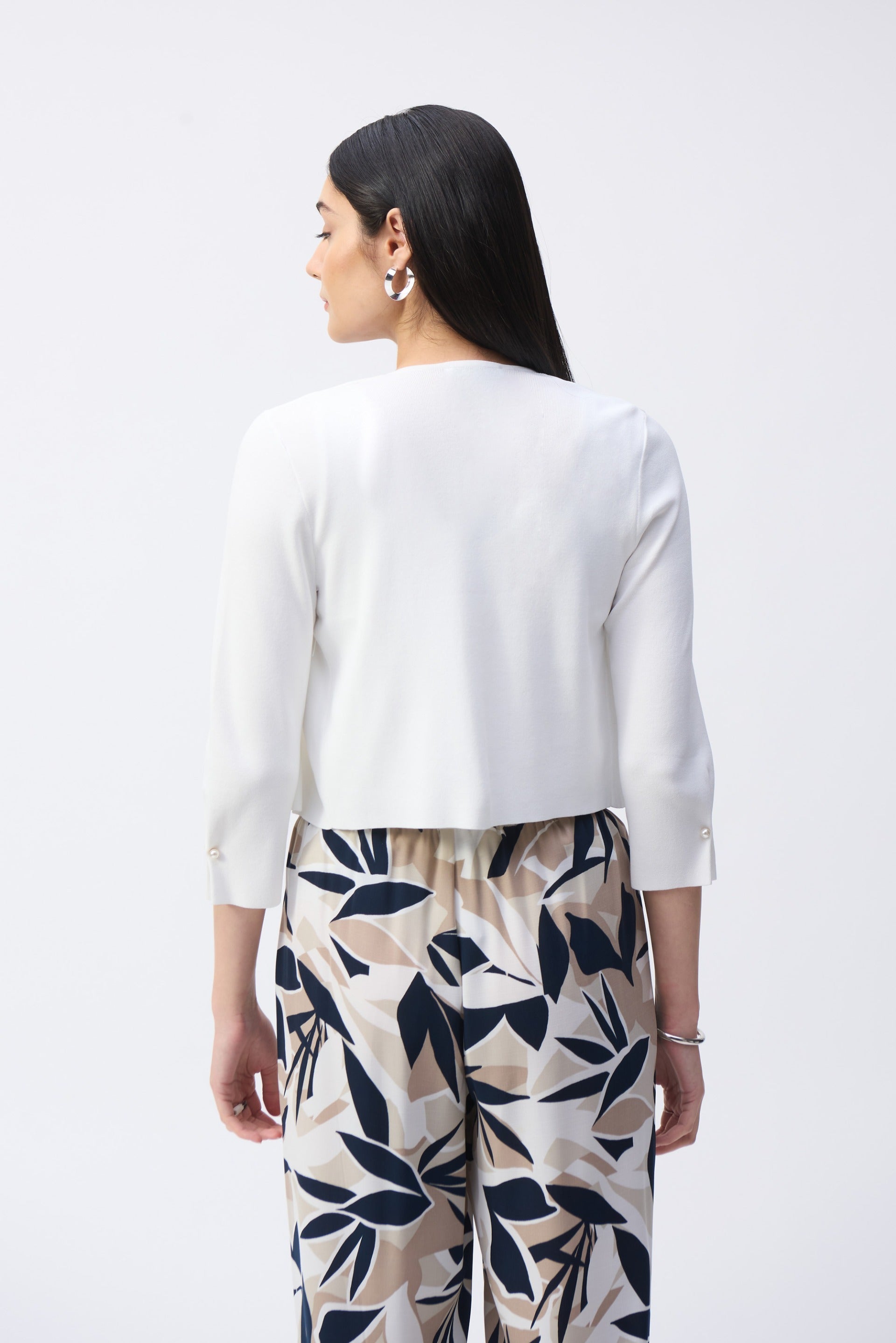 Joseph Ribkoff Cropped Cover-Up with Pearl Ornament Style 251900