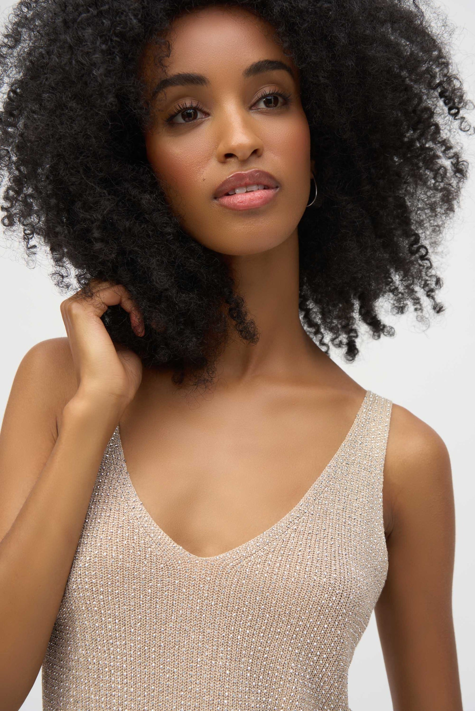 Joseph Ribkoff Metallic Knitted Camisole With Rhinestones Style 252915