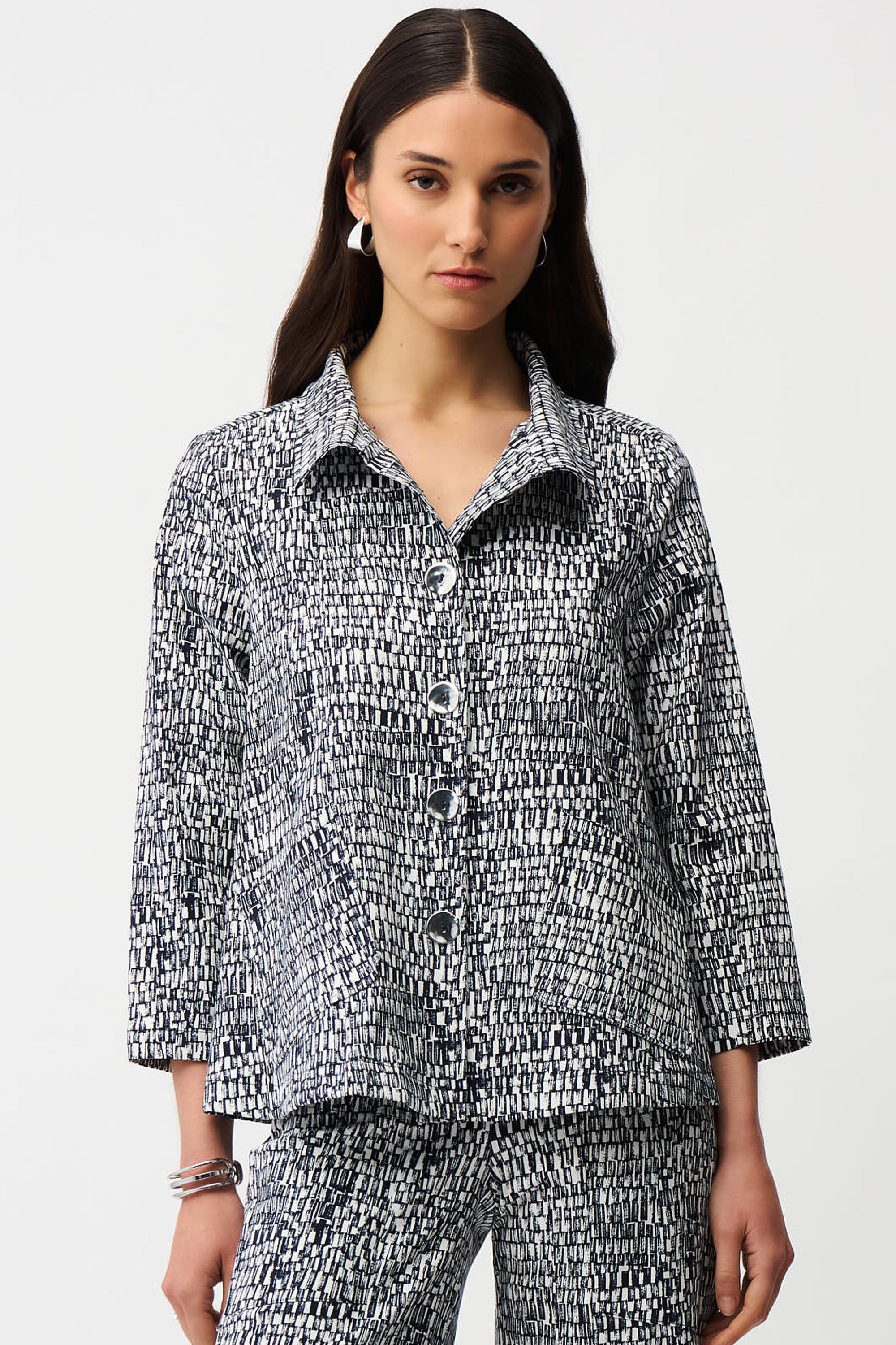 Joseph Ribkoff Abstract Print Trapeze Jacket Style 261003