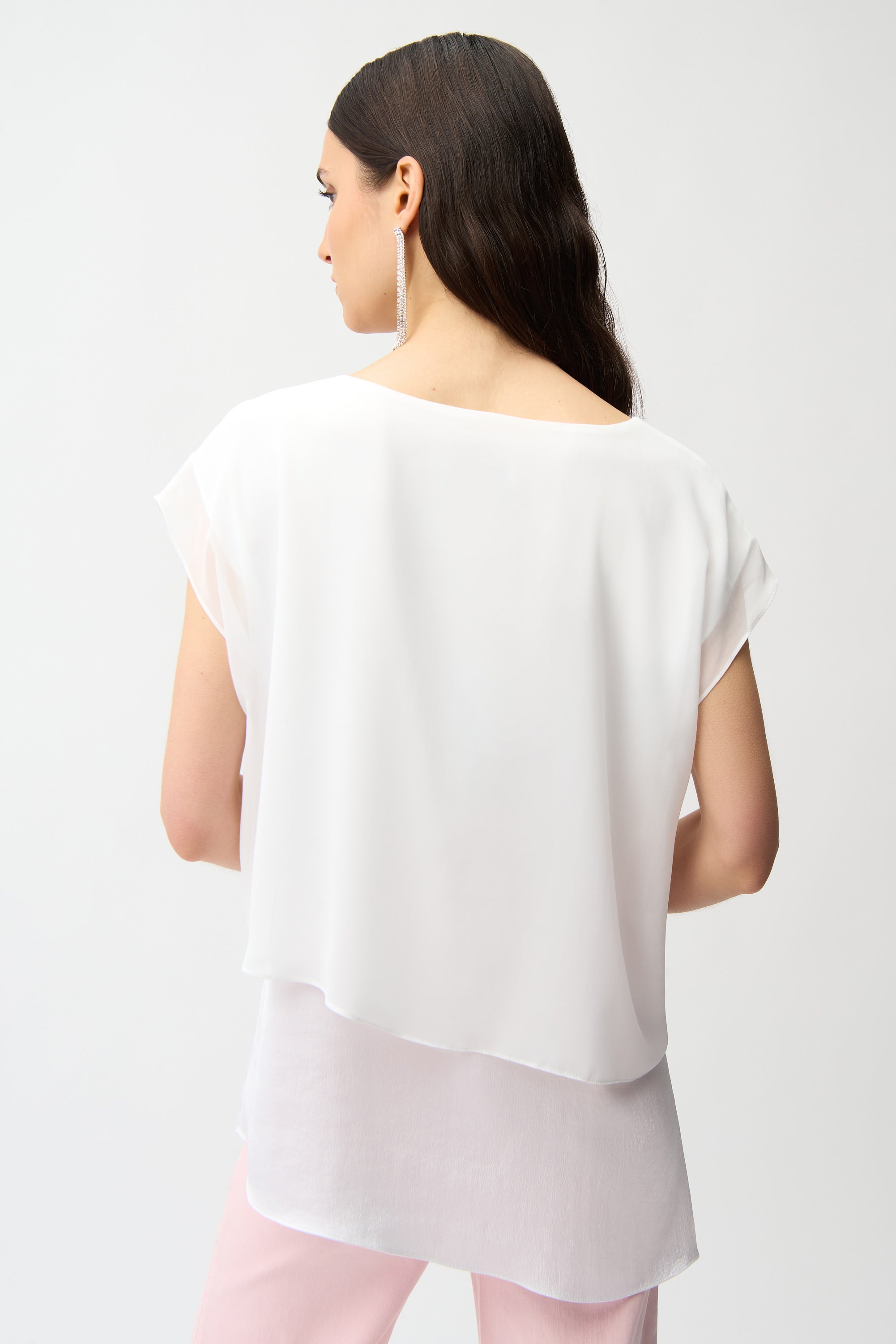 Joseph Ribkoff Satin & Chiffon Asymmetrical Tunic Style 261028