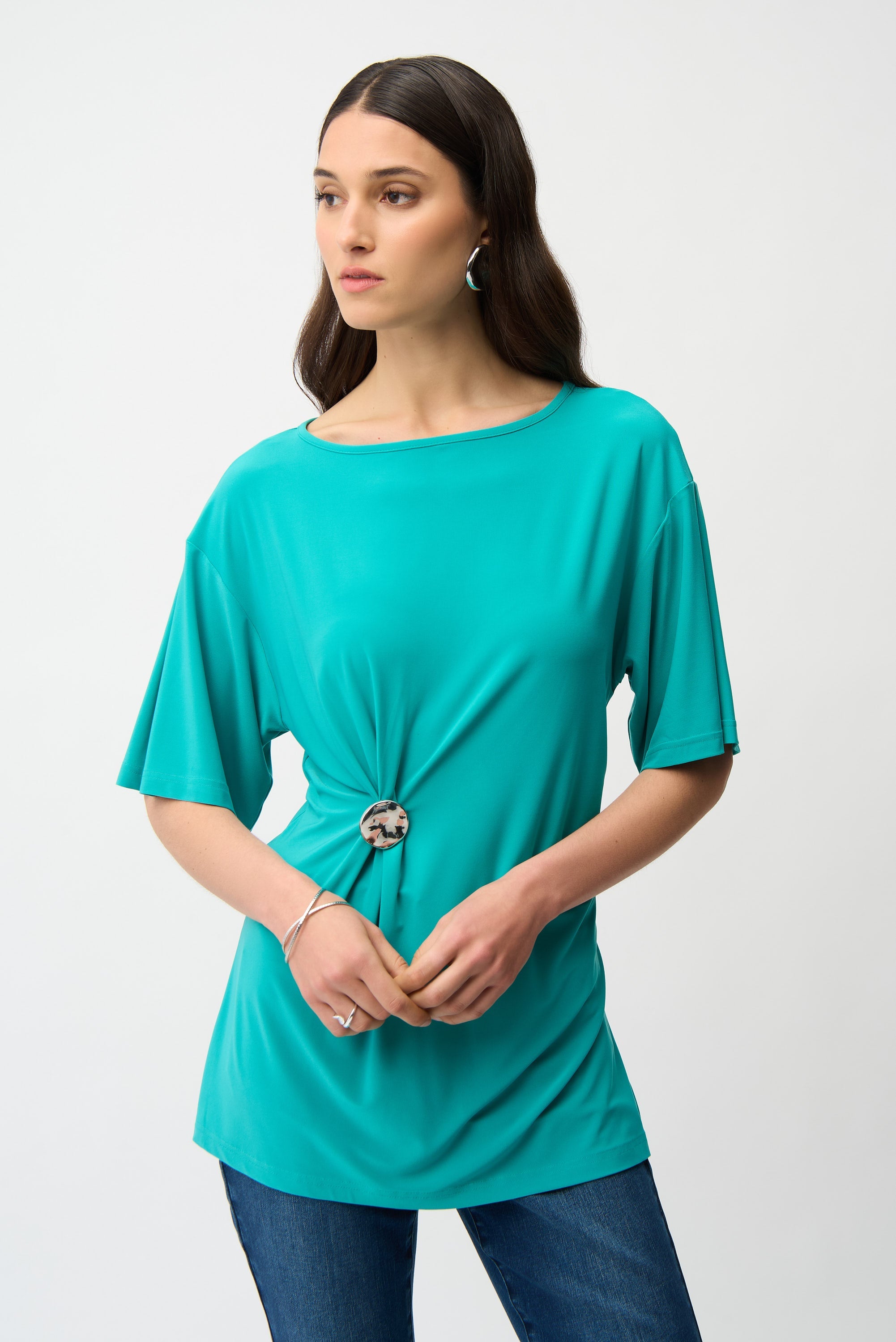 Joseph Ribkoff Fit and Flare Tunic With Brooch Style 261029