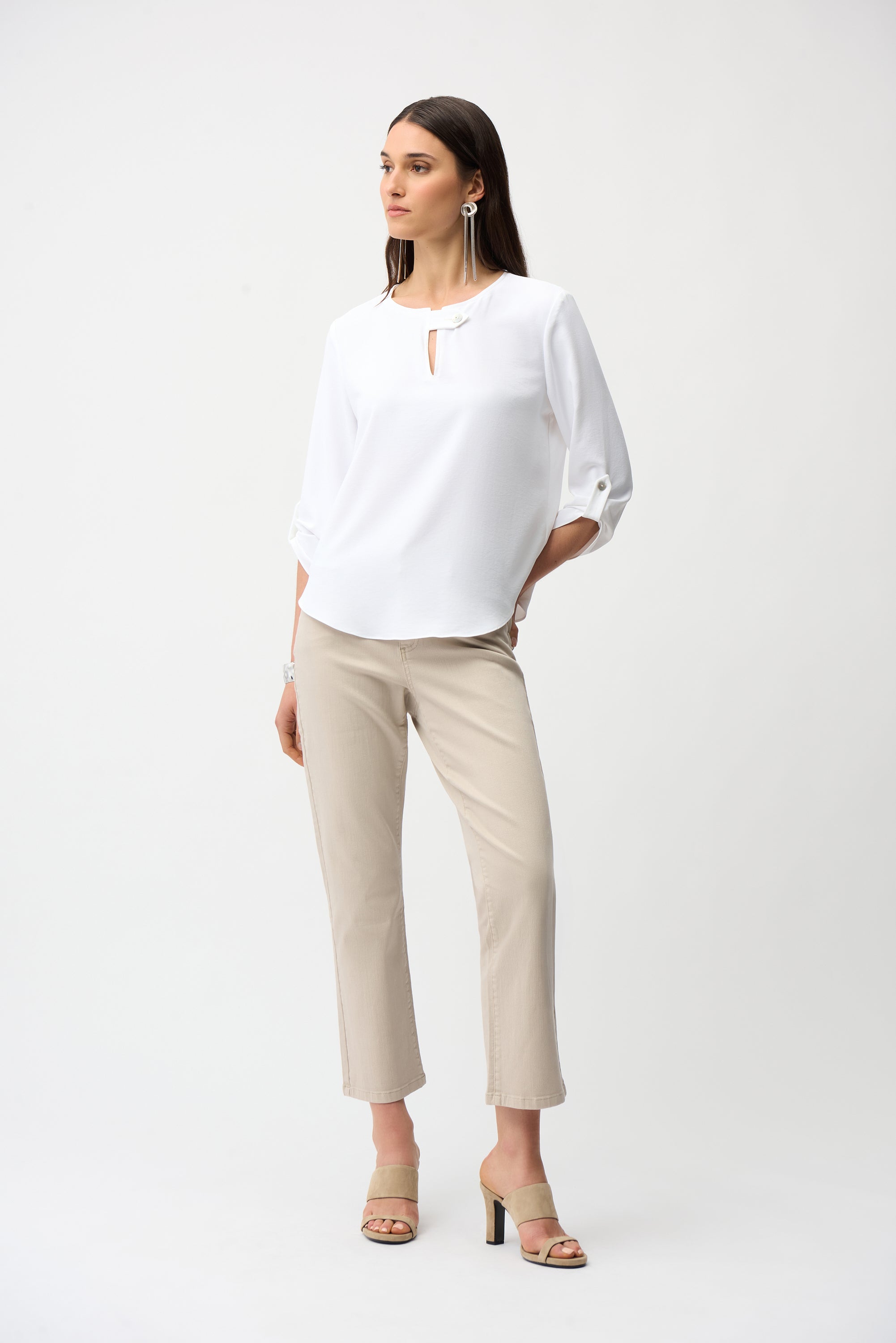 Joseph Ribkoff Boxy Top With Keyhole Neckline Style 261036