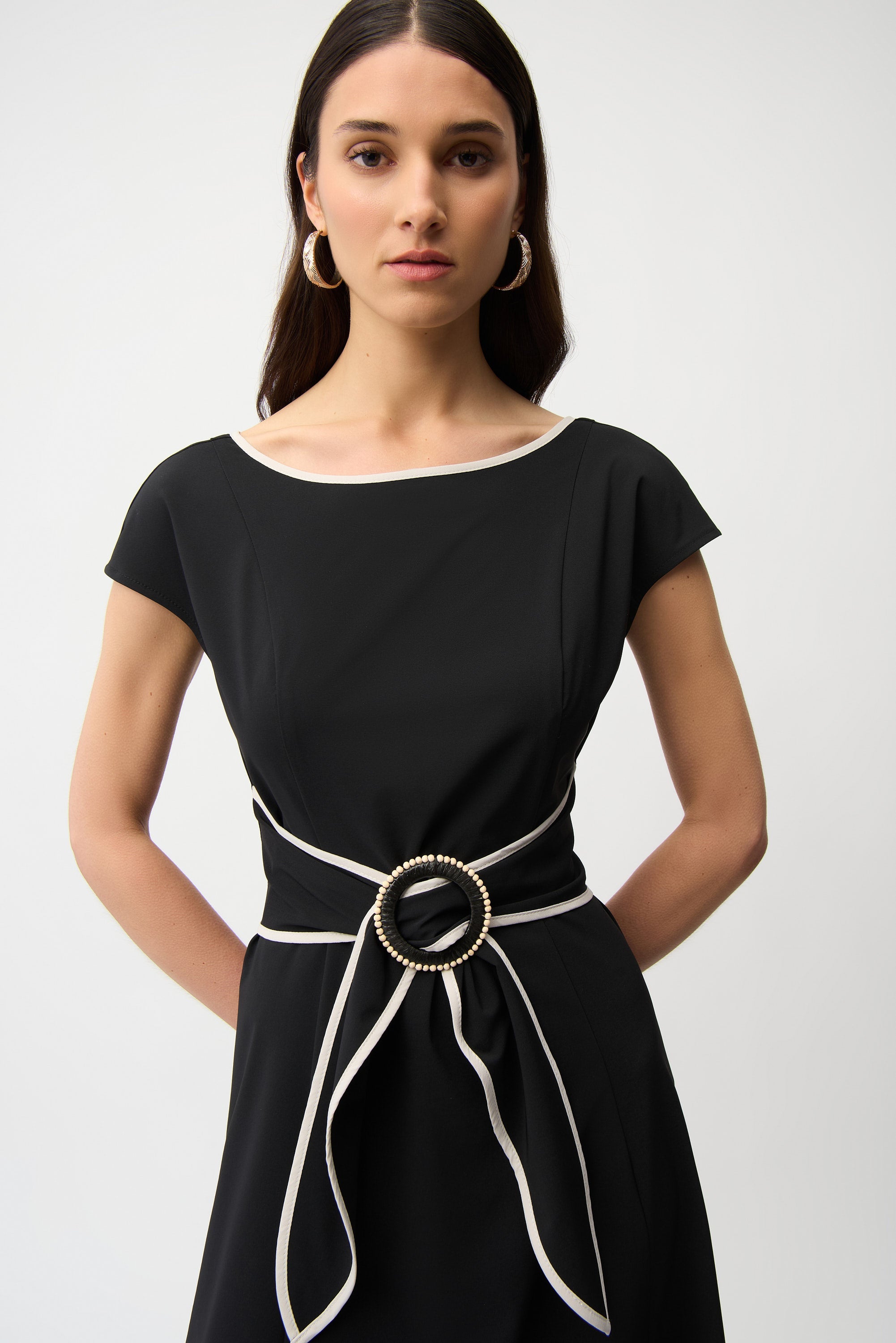 Joseph Ribkoff Fit and Flare Dolman Sleeve Dress With Sash Style 261051