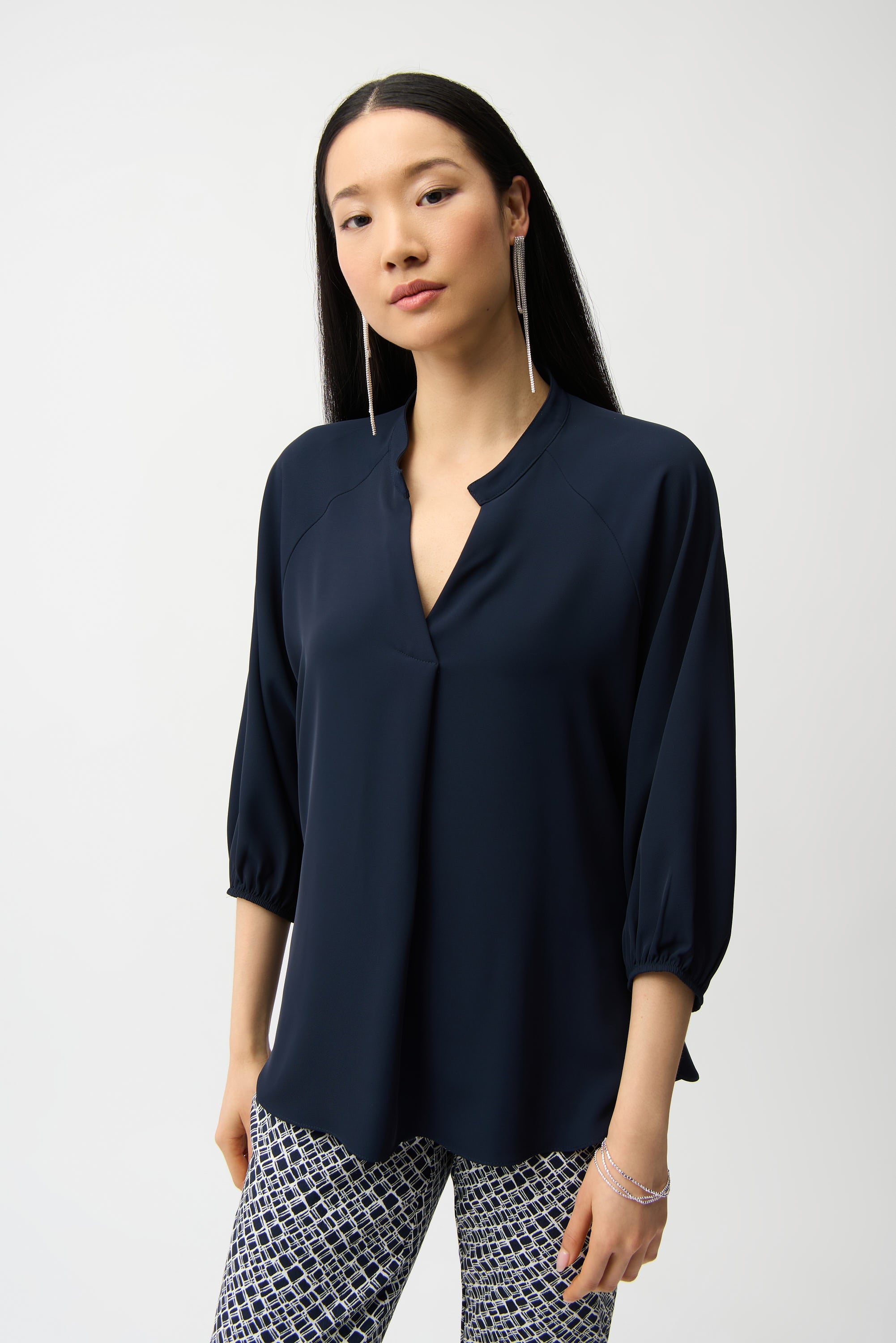 Joseph Ribkoff Boxy Top With Mandarin Collar Style 261076