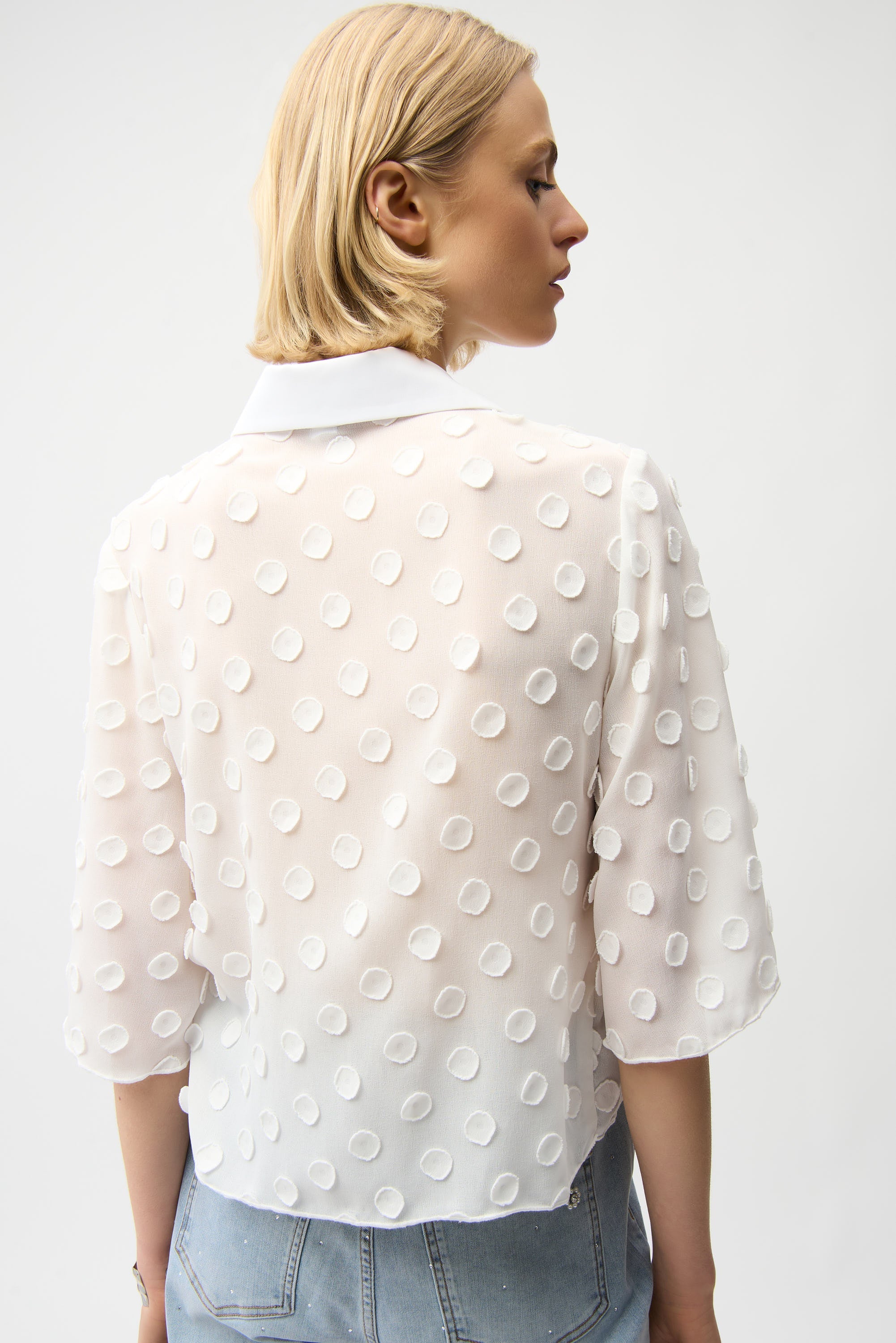 Joseph Ribkoff 3D Dot Jacquard Boxy Blouse Style 261098