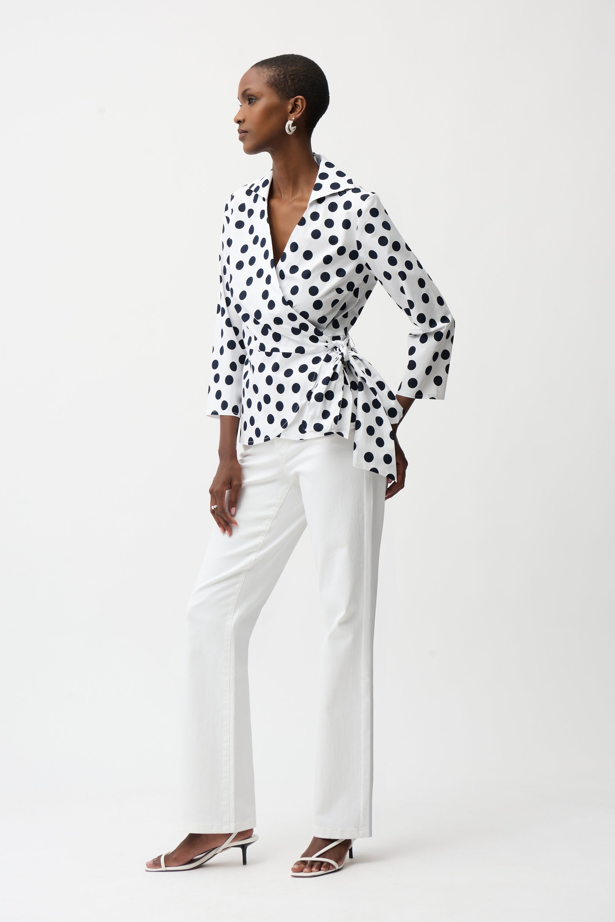 Joseph Ribkoff Dot Print Wrap Top With Sash Style 261118