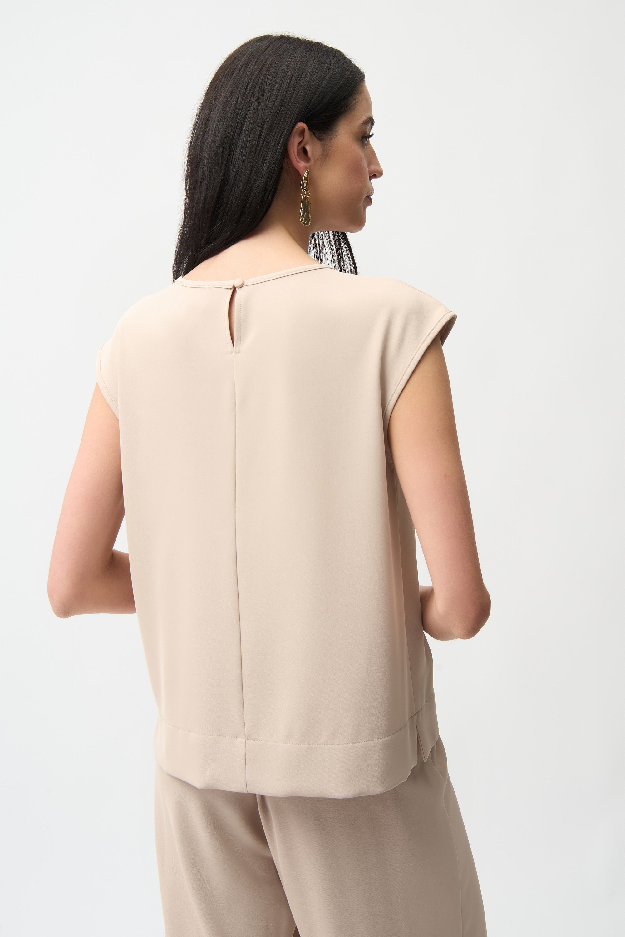 Joseph Ribkoff Woven Twill Boxy Top With Side Slits Style 261122