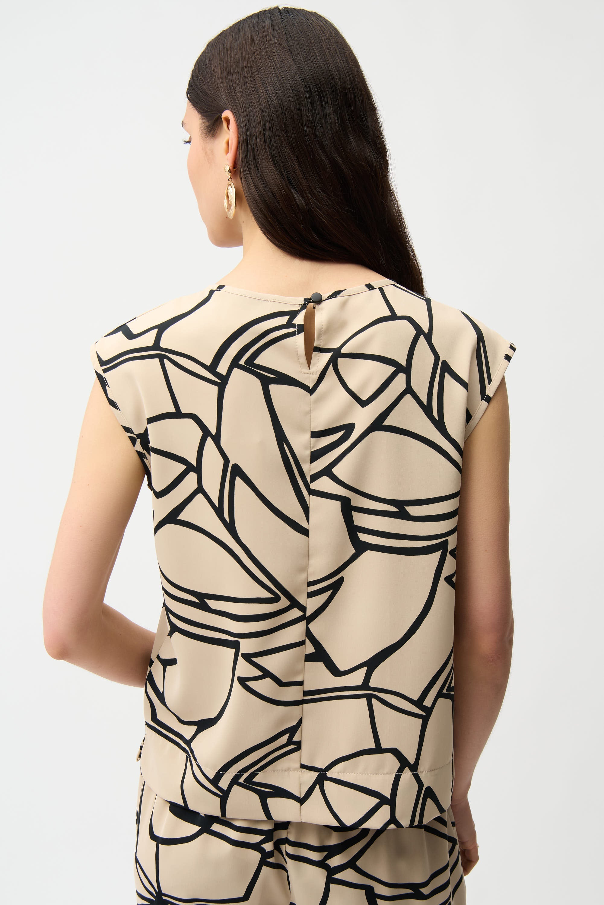 Joseph Ribkoff Woven Abstract Print Boxy Top Style 261125