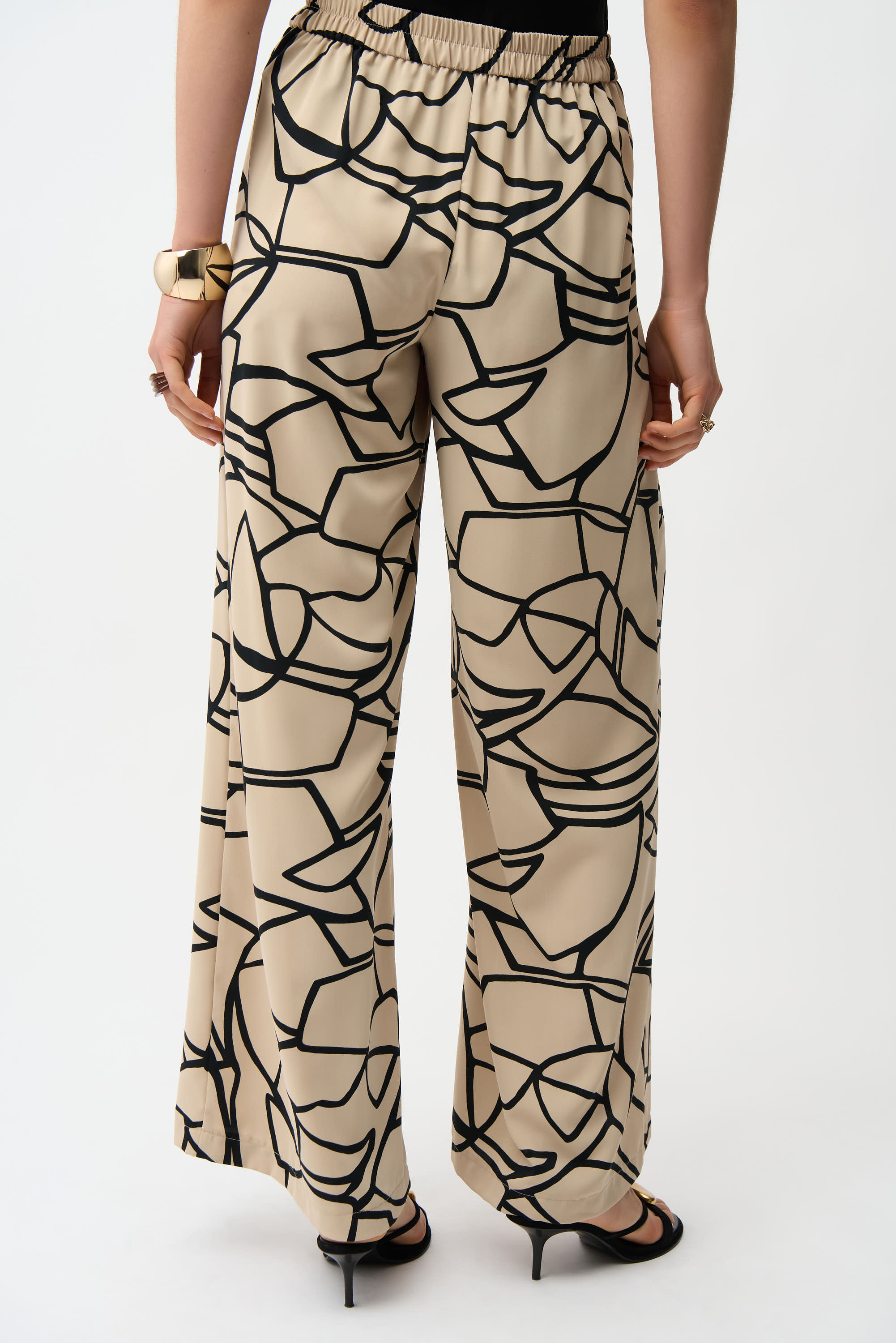 Joseph Ribkoff Woven Abstract Print Wide Leg Pull-On Pants Style 261126