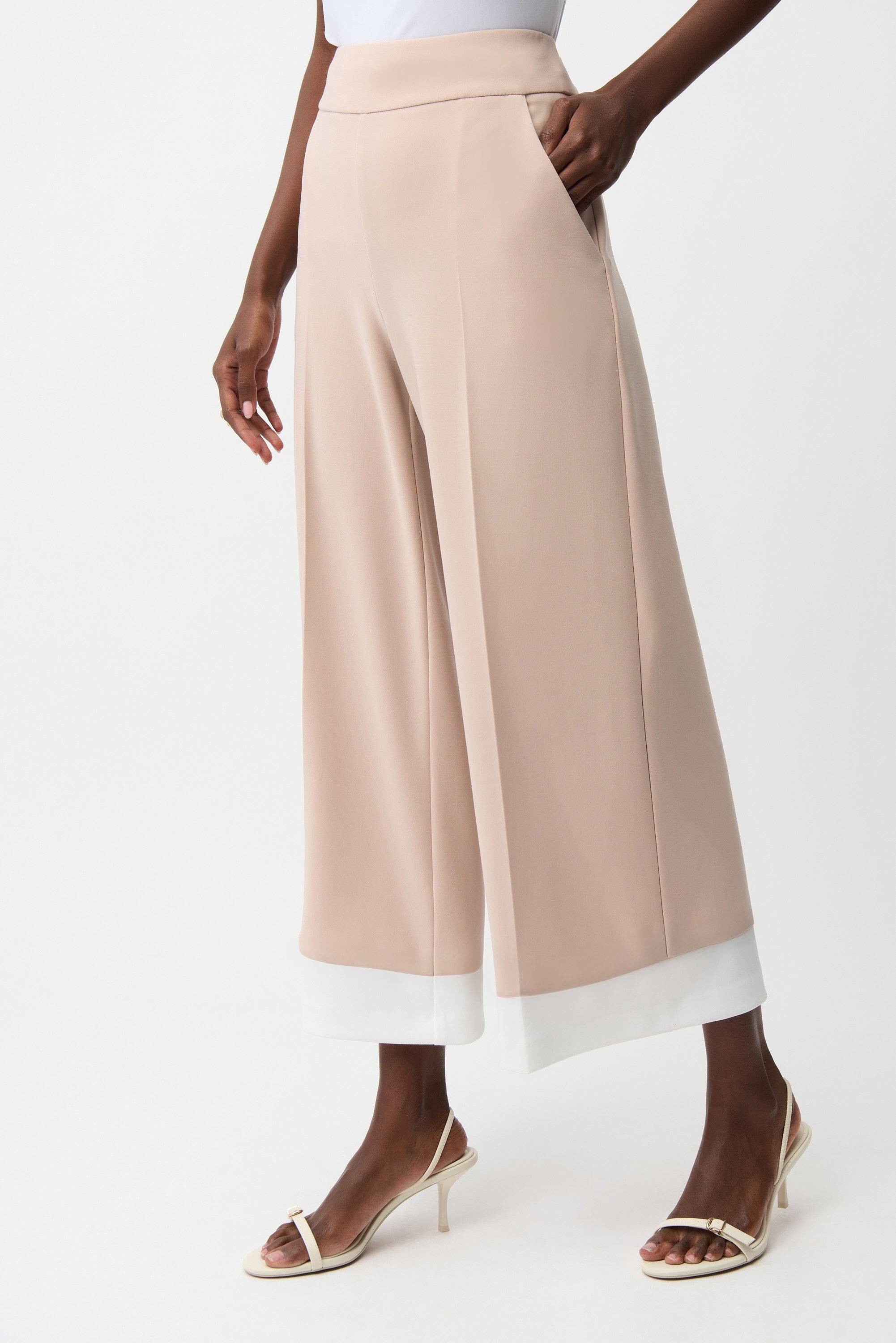 Joseph Ribkoff Silky Knit Pull-On Culotte Pants With Contrast Piping Style 261166