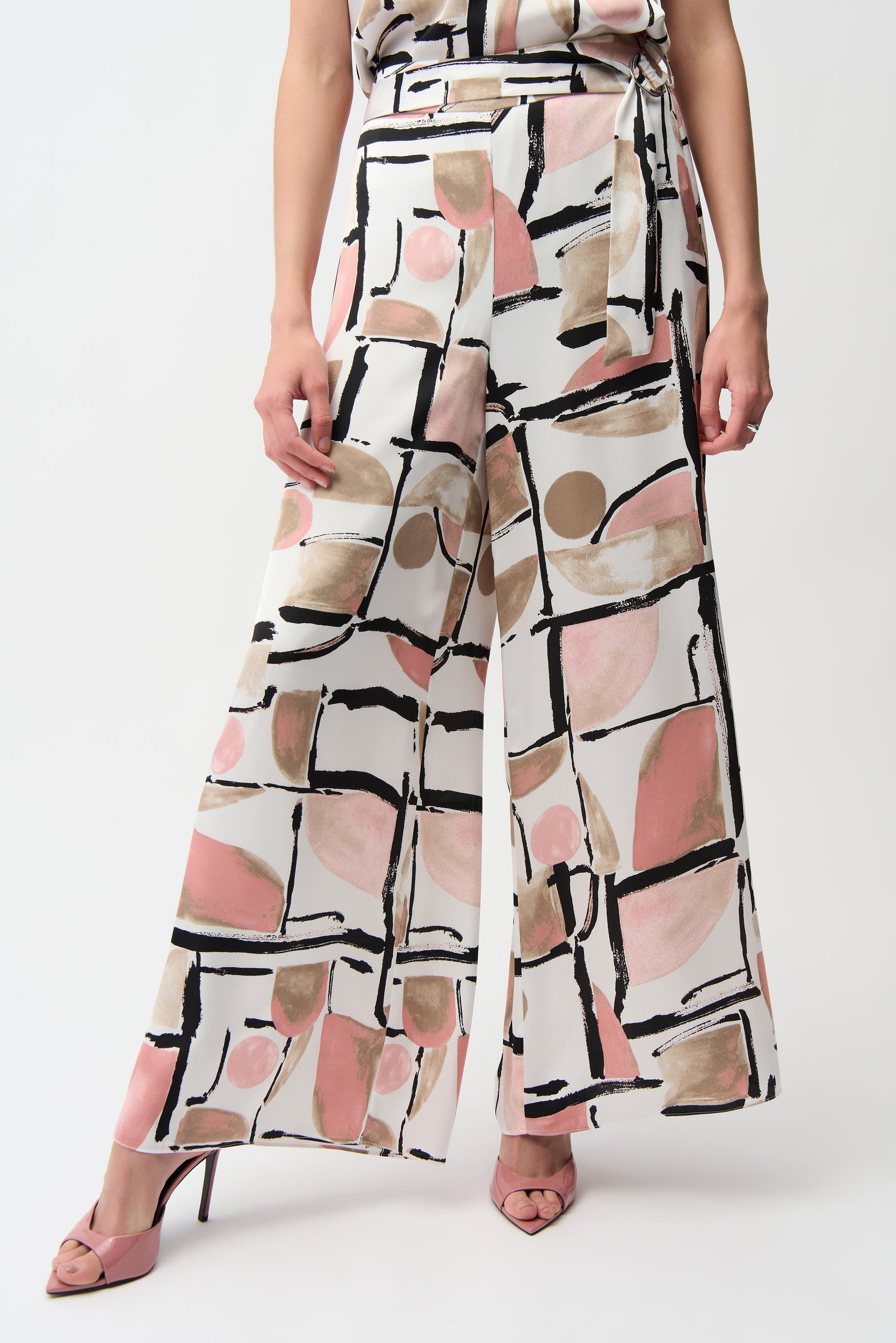 Joseph Ribkoff Abstract Print Wide Leg Pull-On Pants Style 261198