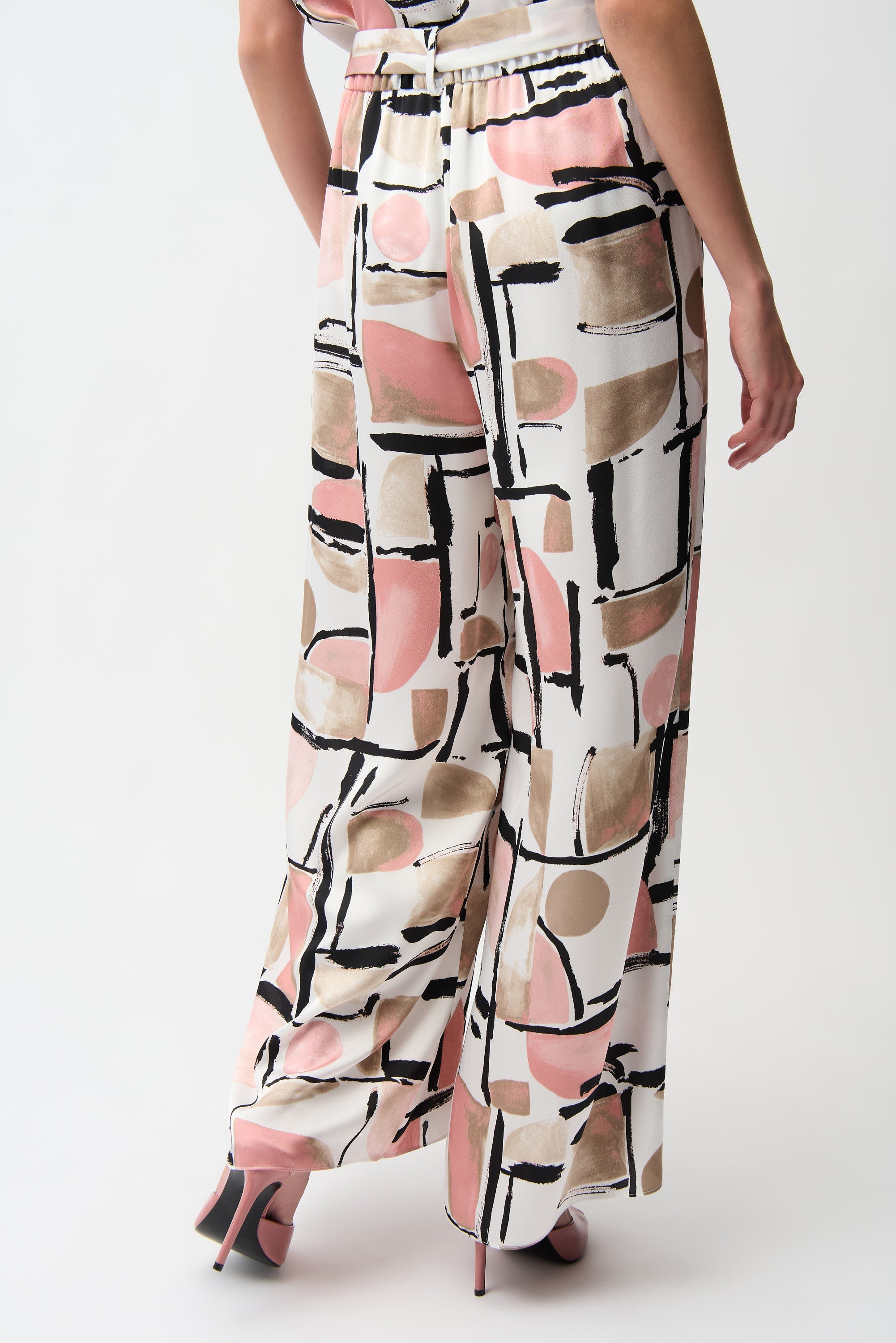 Joseph Ribkoff Abstract Print Wide Leg Pull-On Pants Style 261198