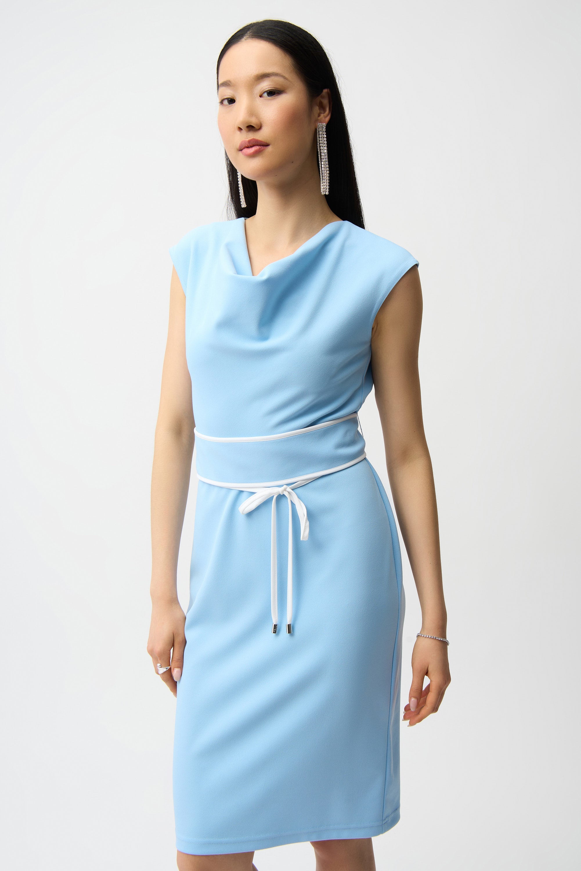 Joseph Ribkoff Sheath Dress With Cowl Neck and Belted Waist Style 261205