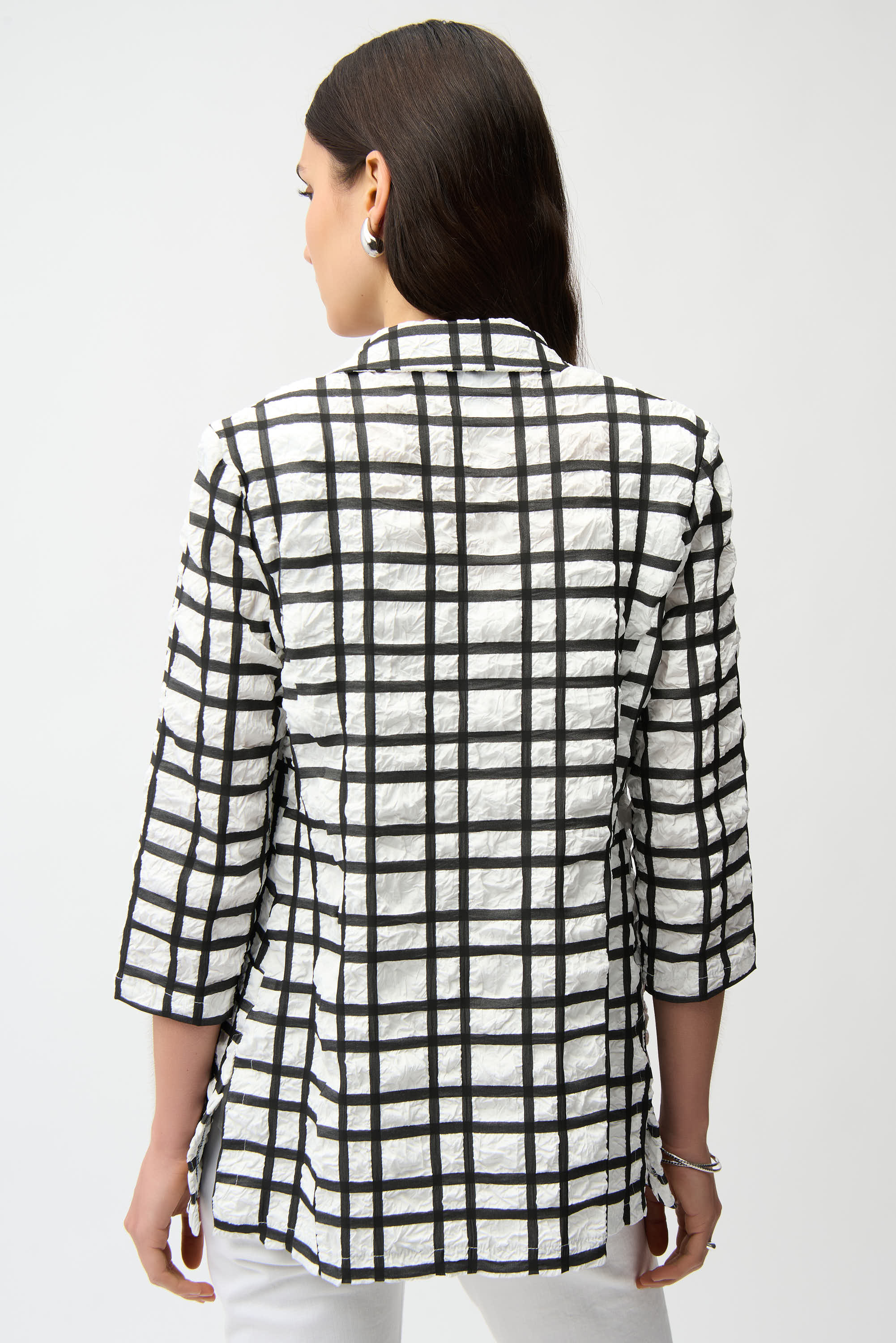 Joseph Ribkoff Plaid Boxy Blazer With Notched Collar Style 261268