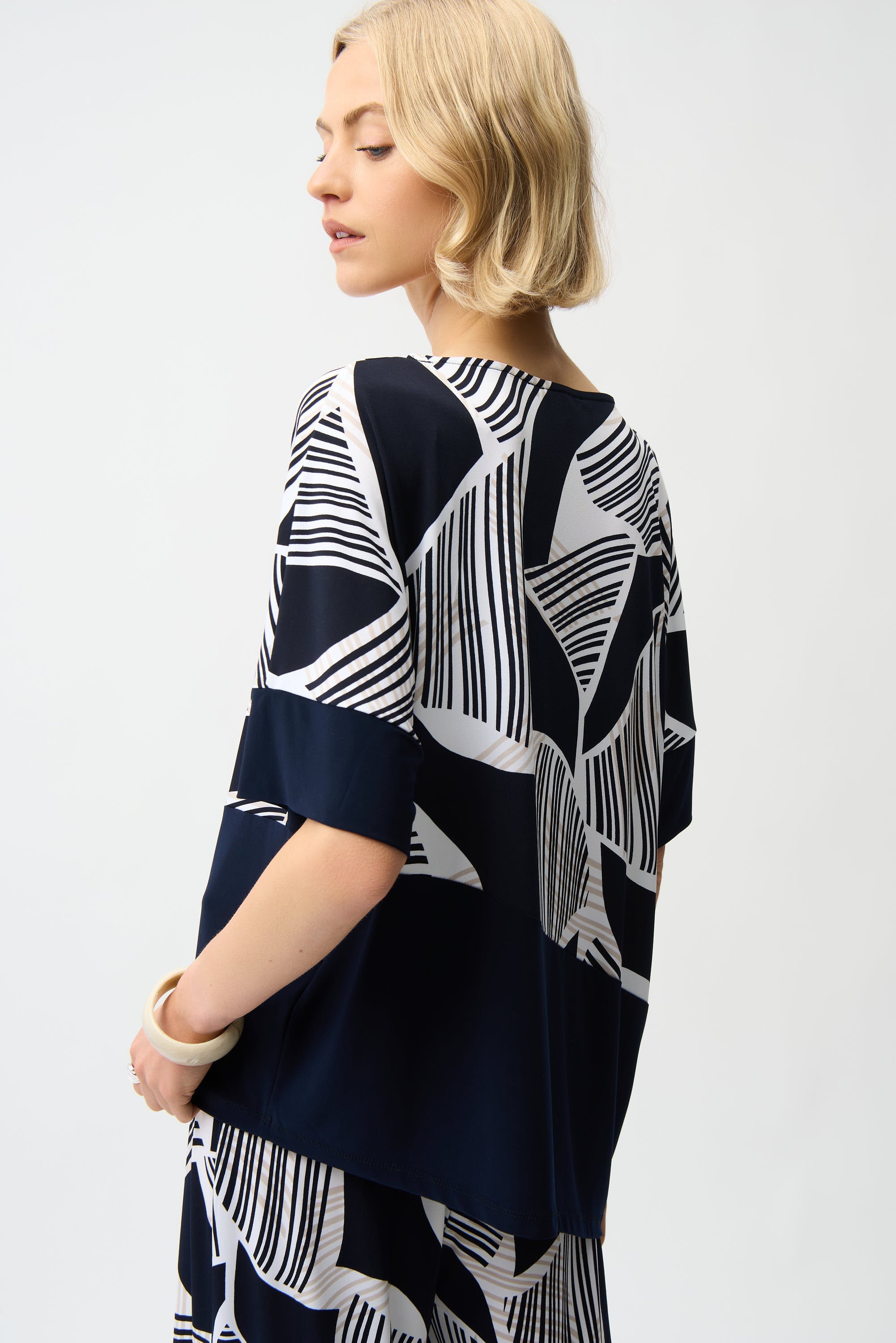 Joseph Ribkoff Geometric Print Asymmetrical Cocoon Top Style 261283