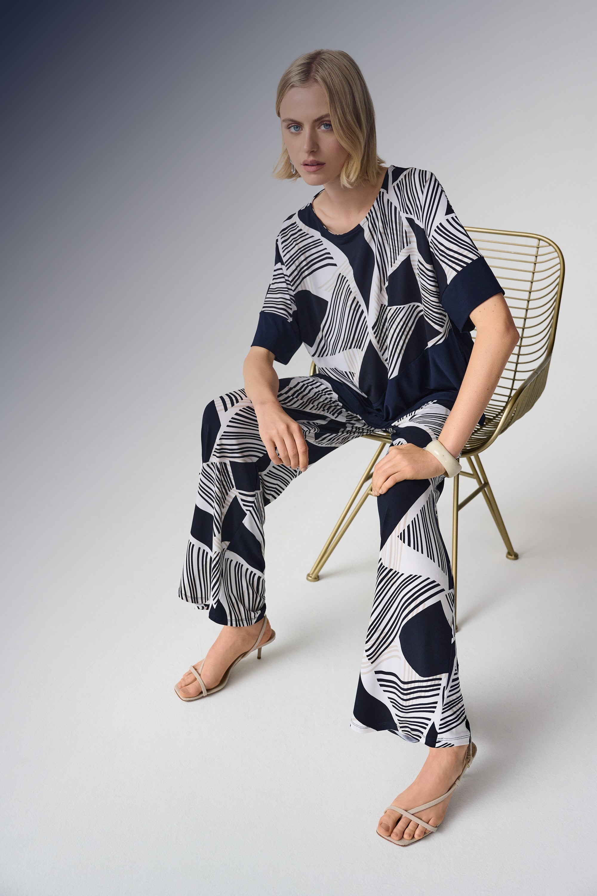 Joseph Ribkoff Geometric Print Asymmetrical Cocoon Top Style 261283