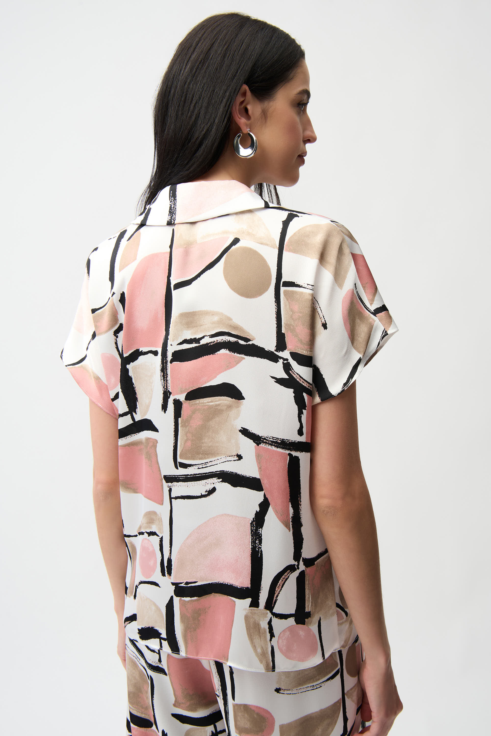 Joseph Ribkoff Abstract Print Boxy Top With V-neckline Style 261308